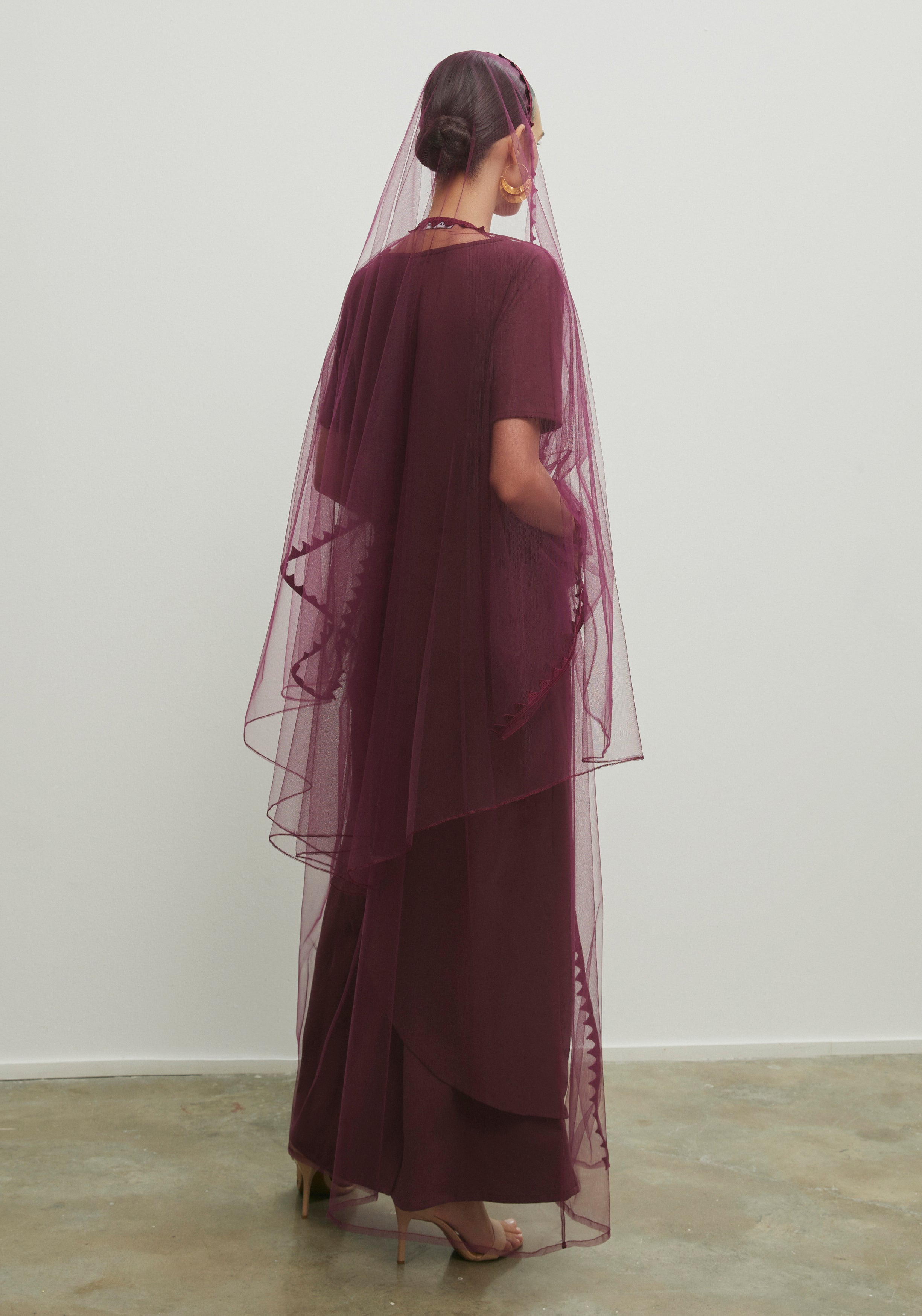 TULLE MAROON ABAYA/SHAYLA