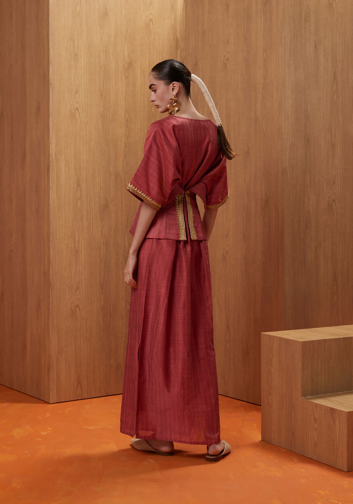 Corset Kaftan in Coral