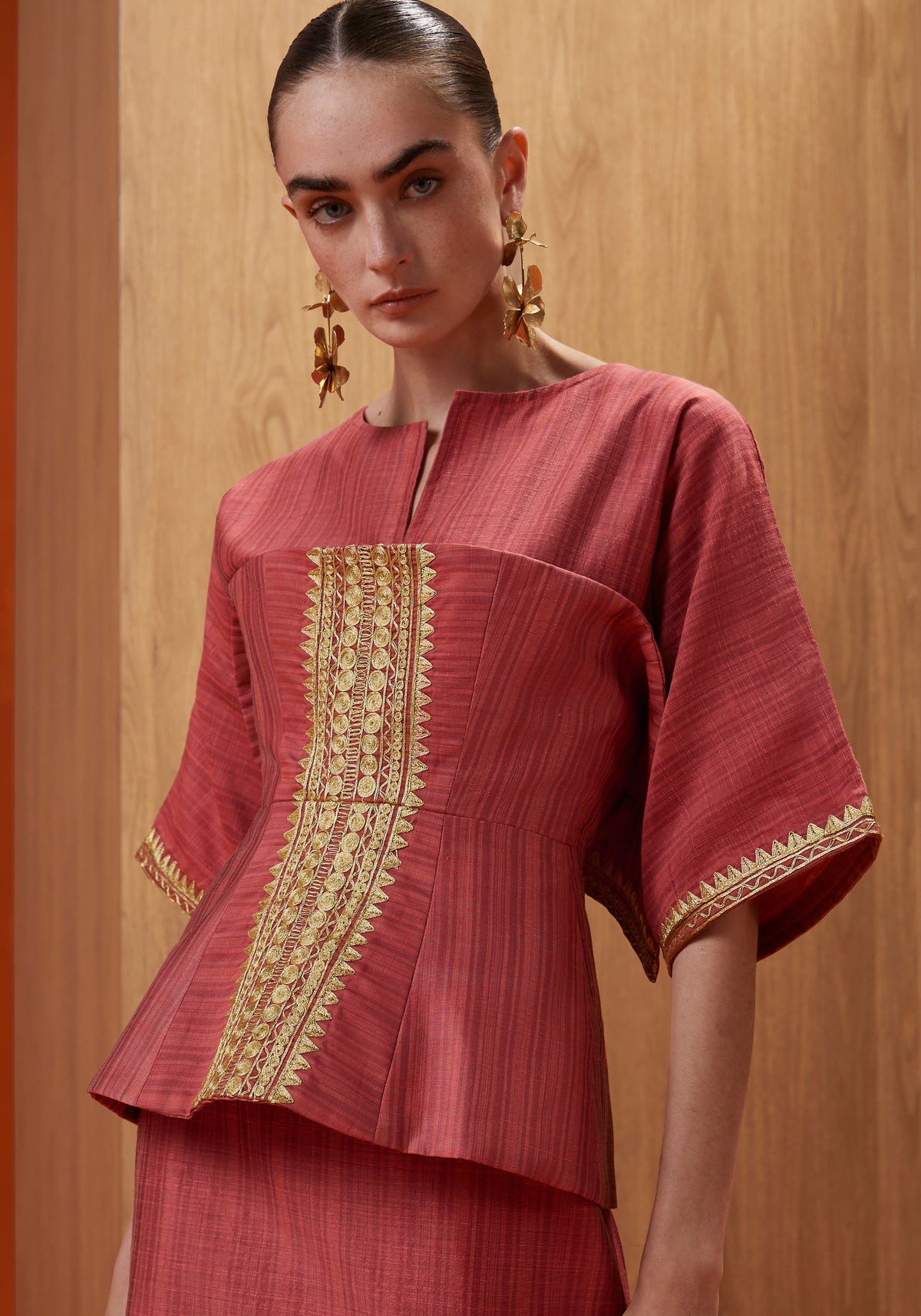 Corset Kaftan in Coral