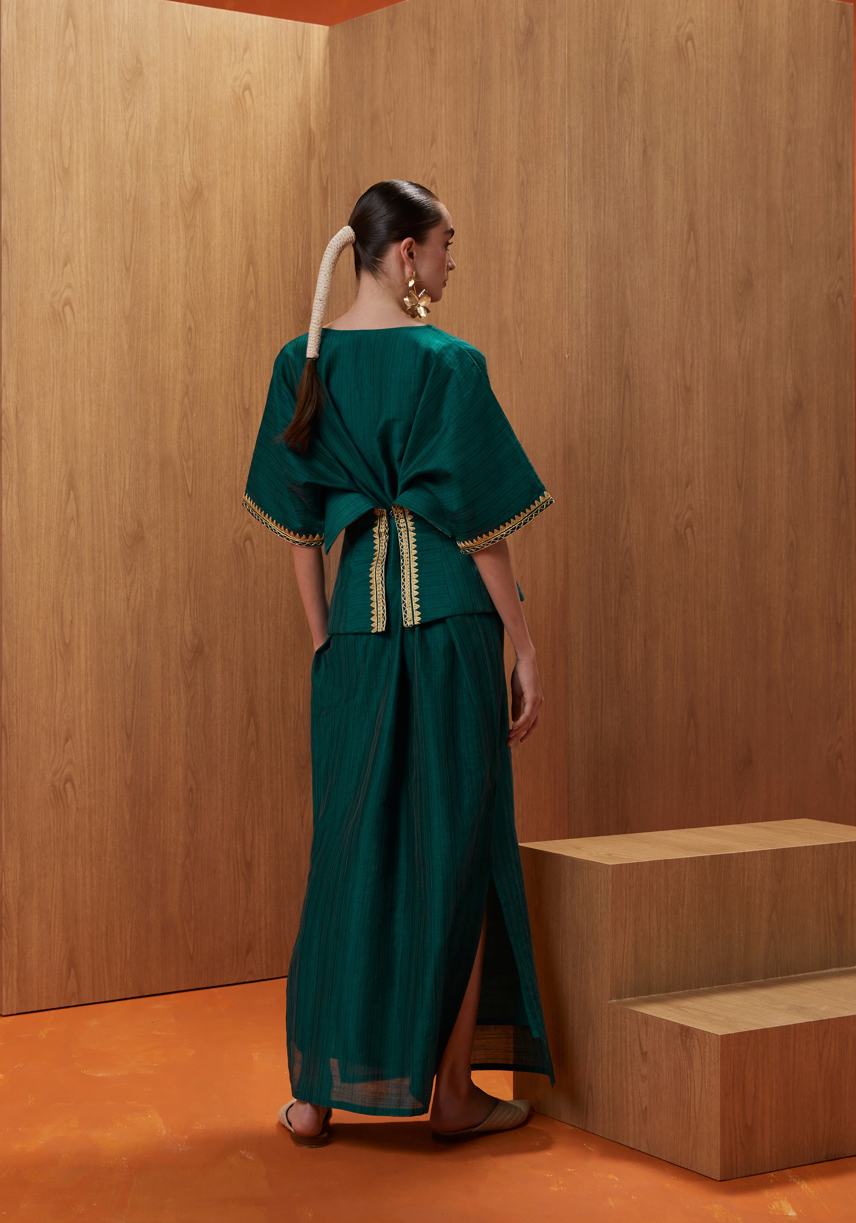 Corset Kaftan in emerald green