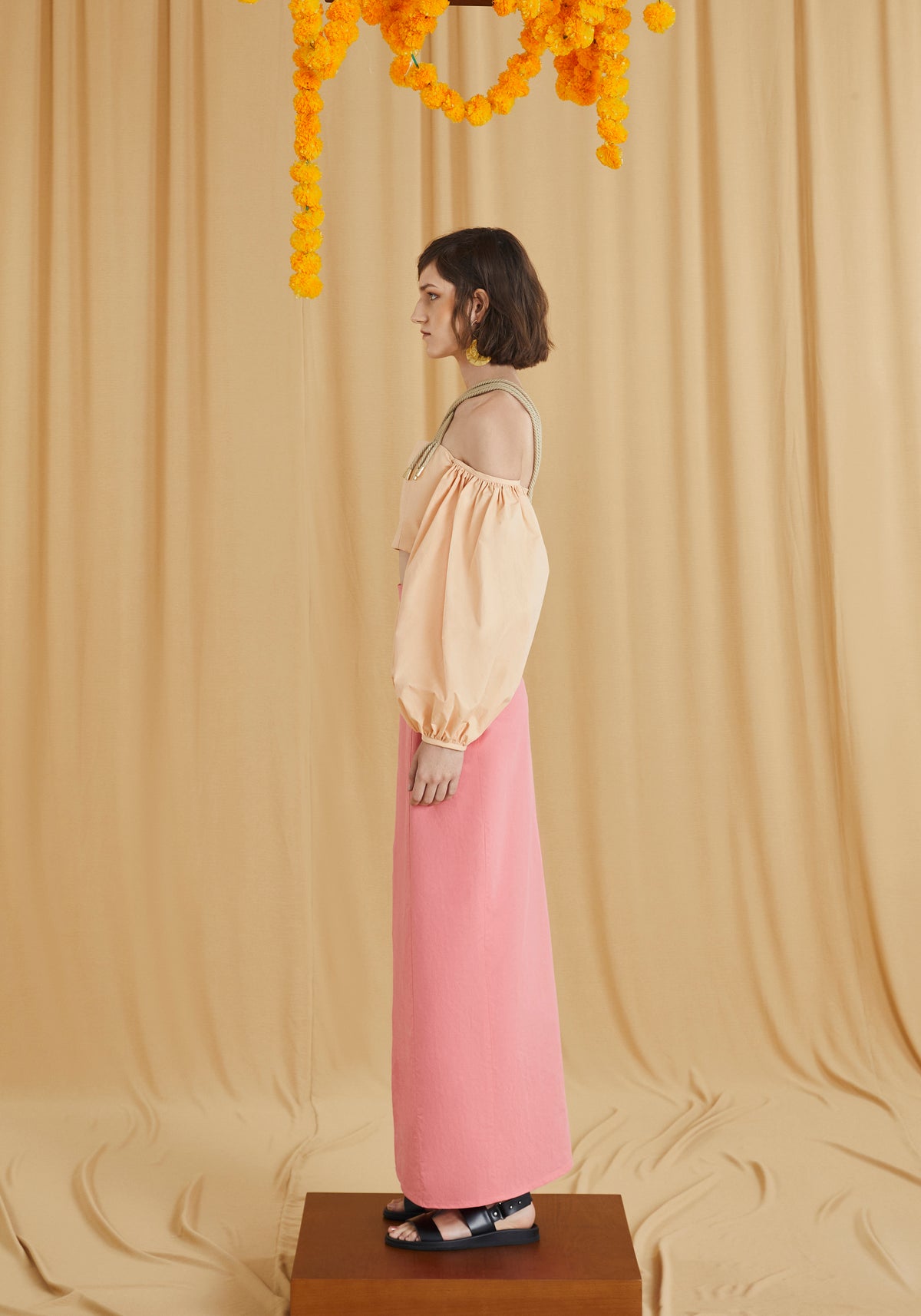 Peach Cropped top with cords details