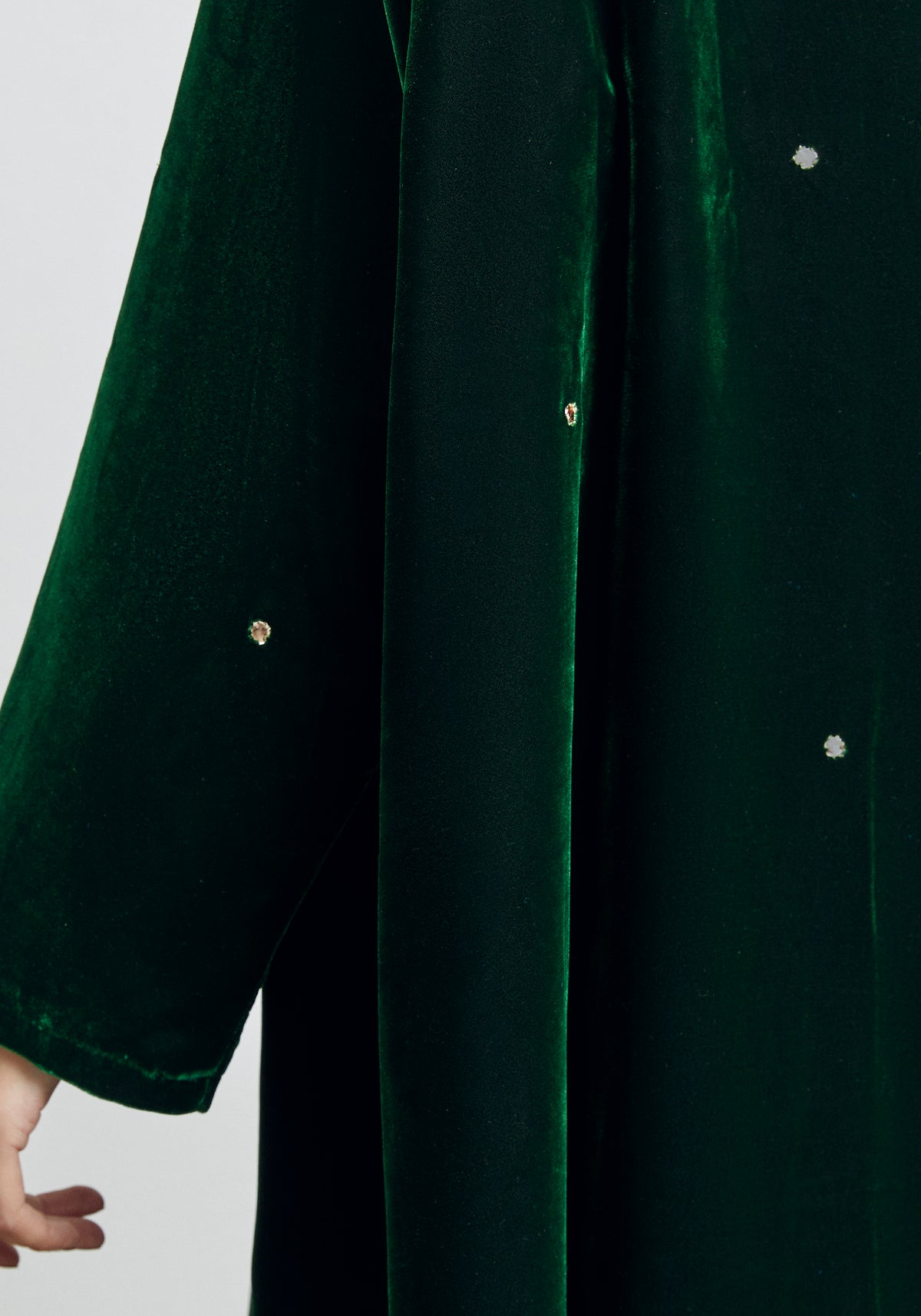 Velvet Green Abaya & Shayla in Dots Style