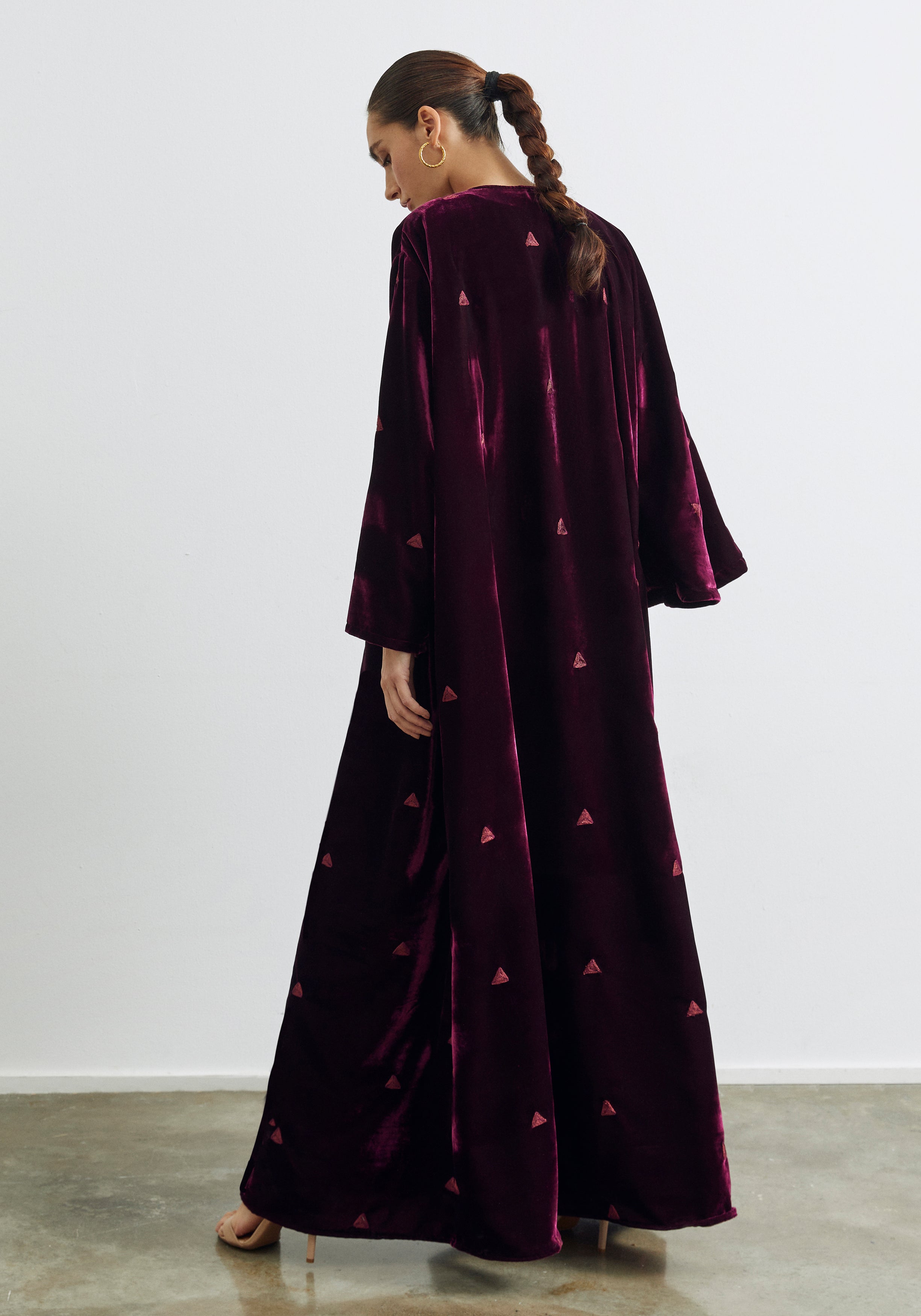 Velvet Maroon Abaya & Shayla