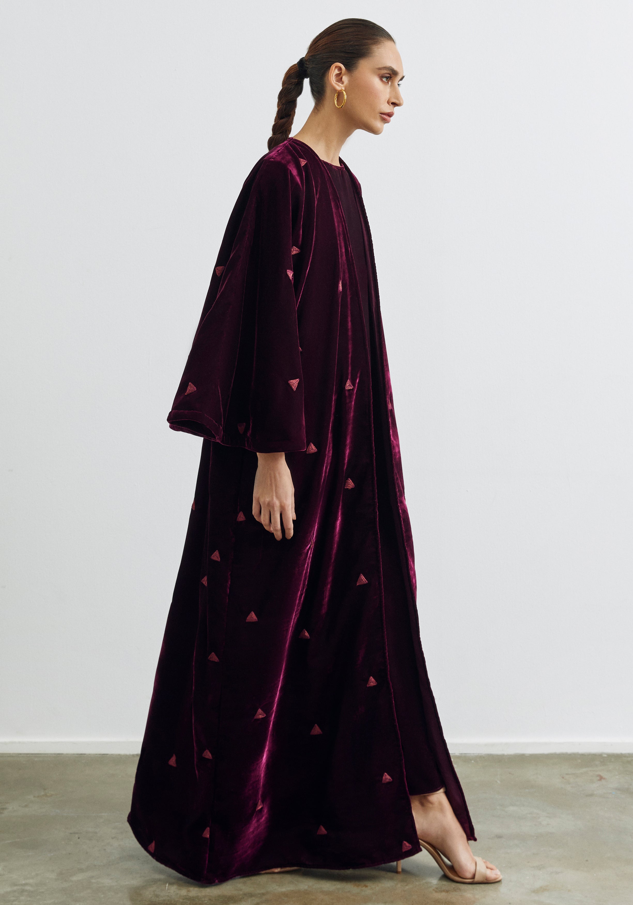 Velvet Maroon Abaya & Shayla