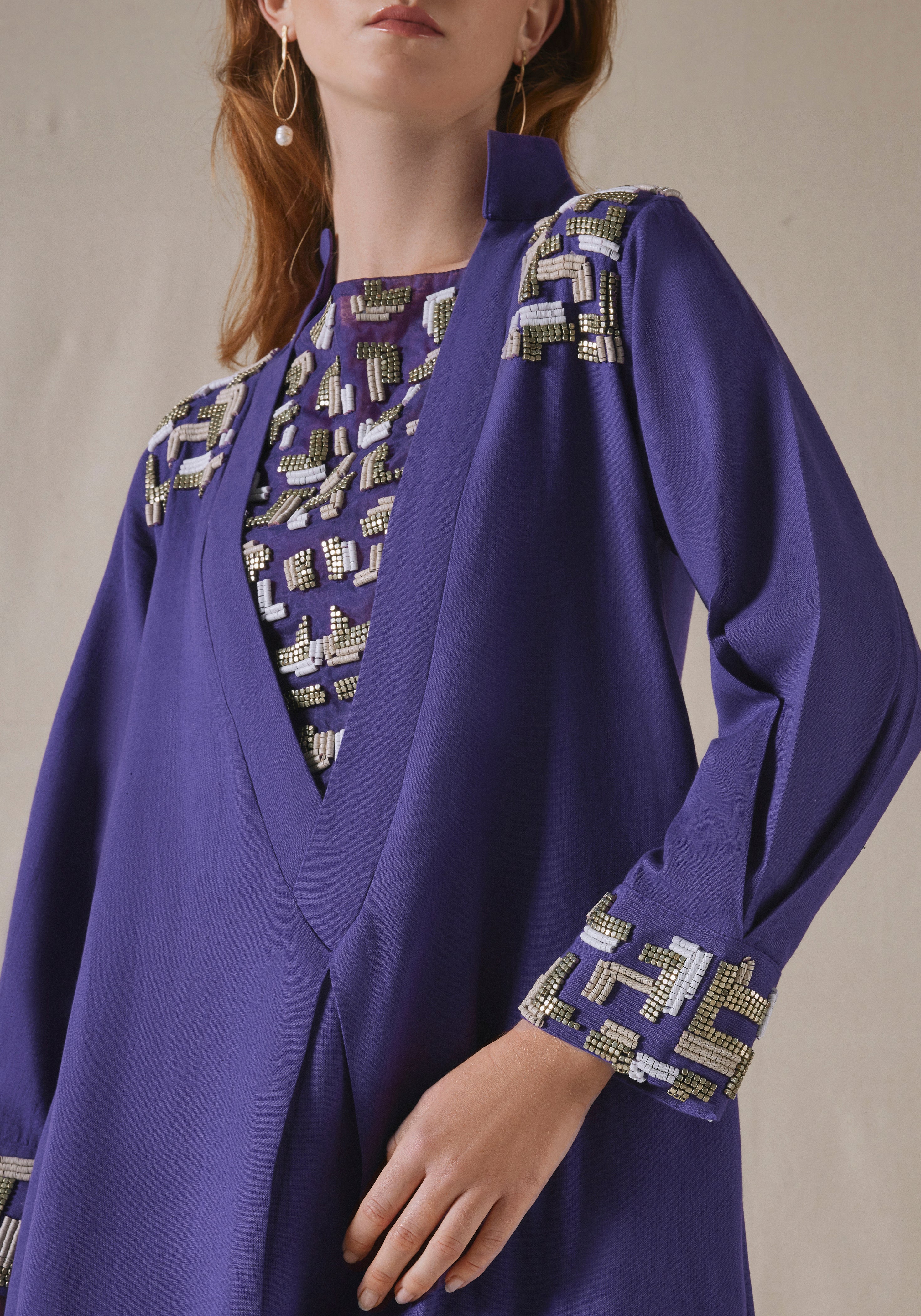 Embroidered Purple Kraftan