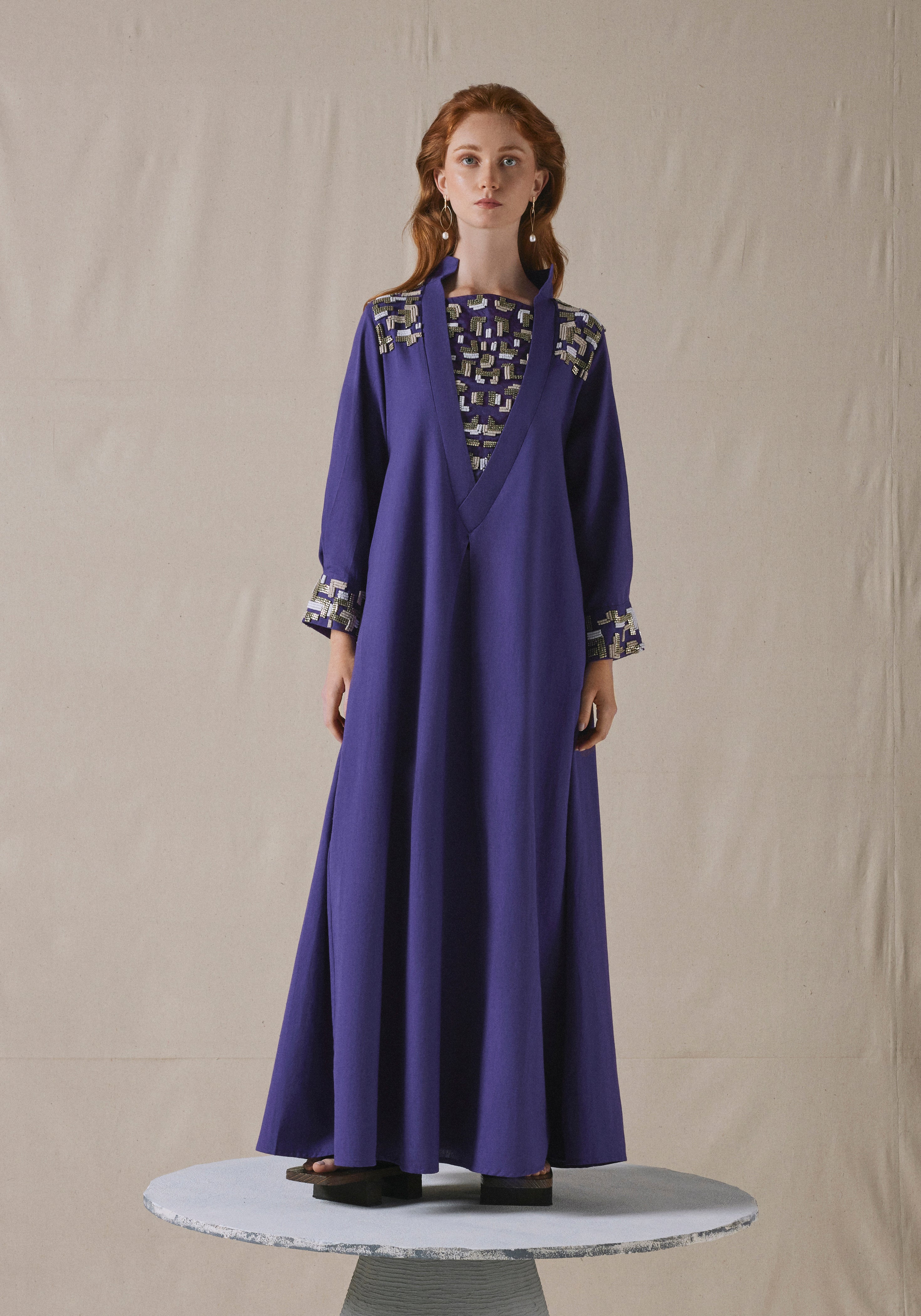 Embroidered Purple Kraftan