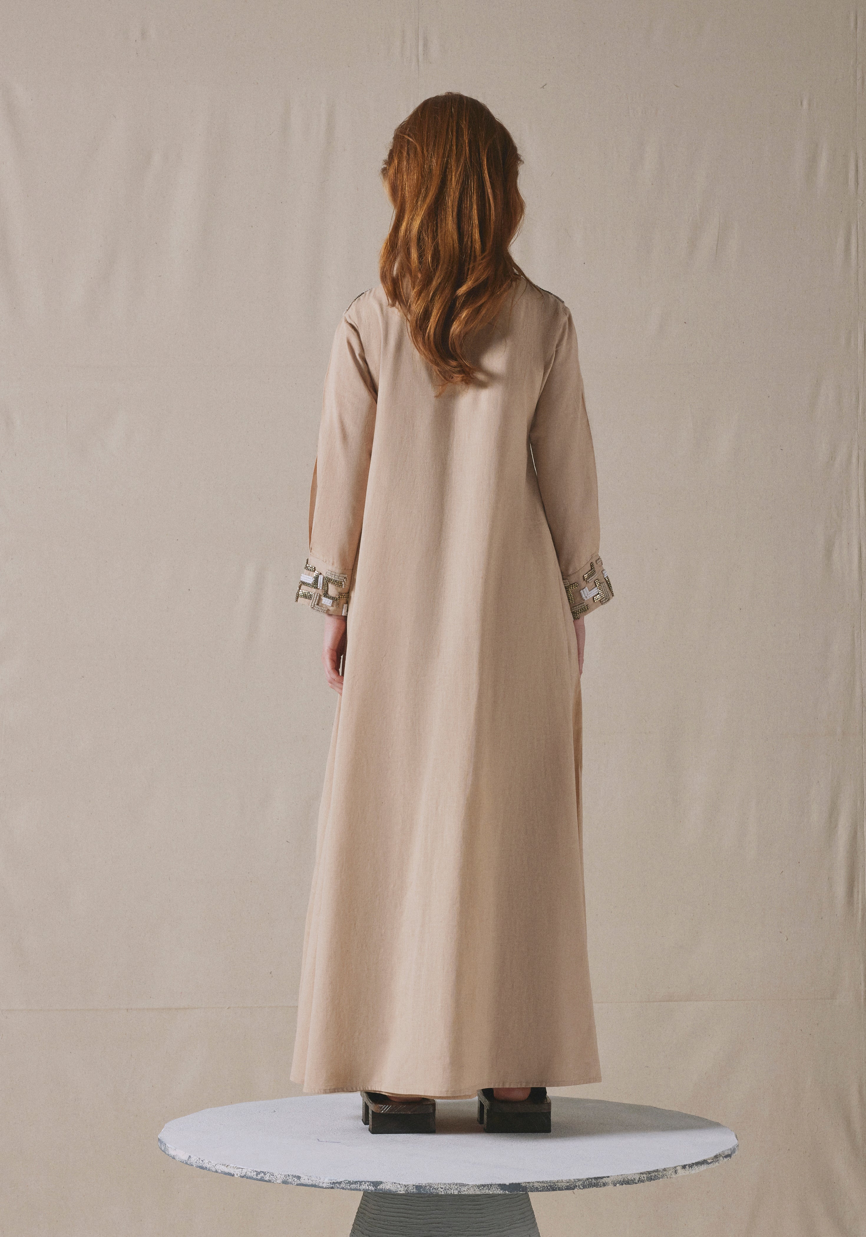 Beige  Embroidered Kaftan