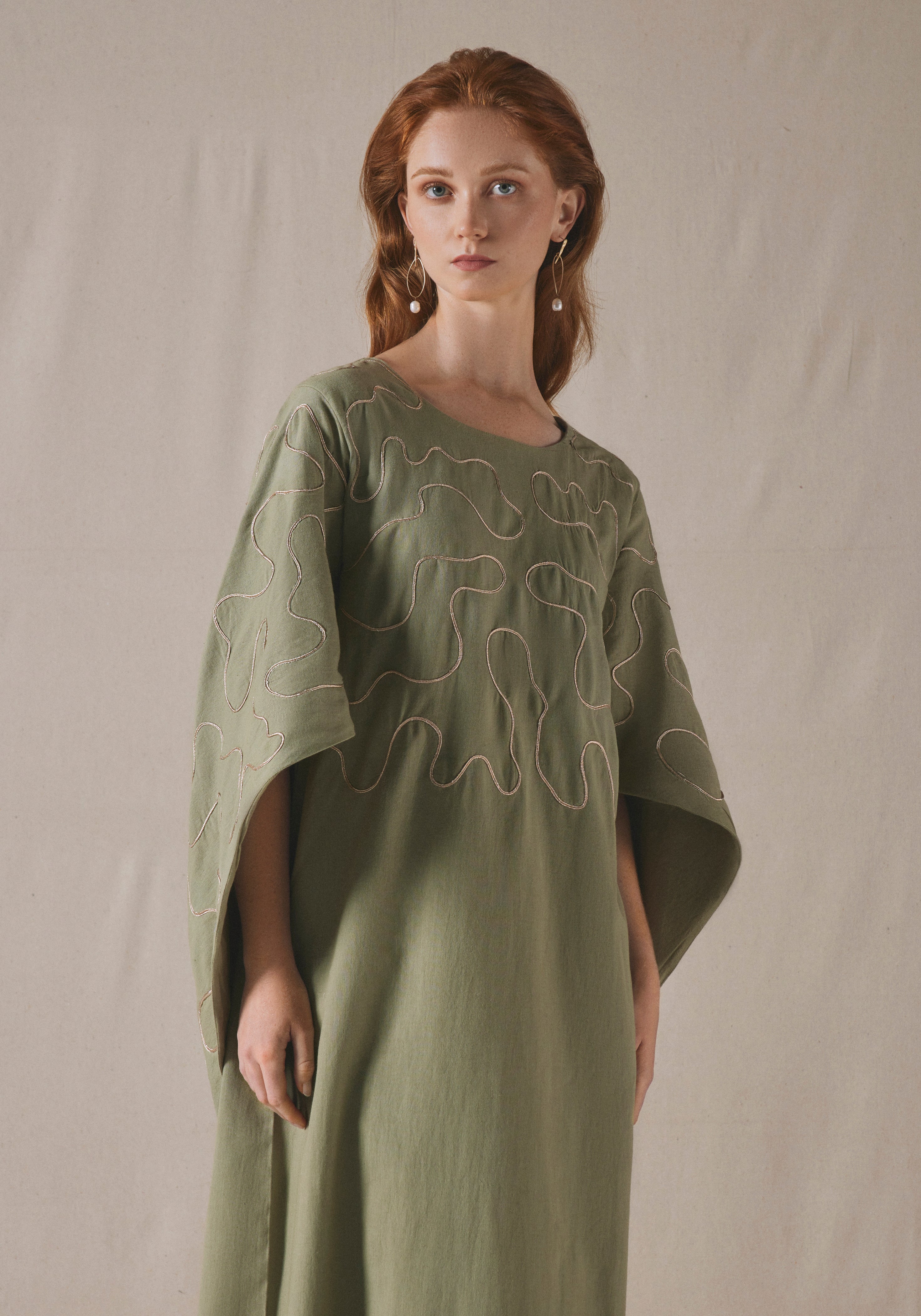 Sage Embroidered Kaftan
