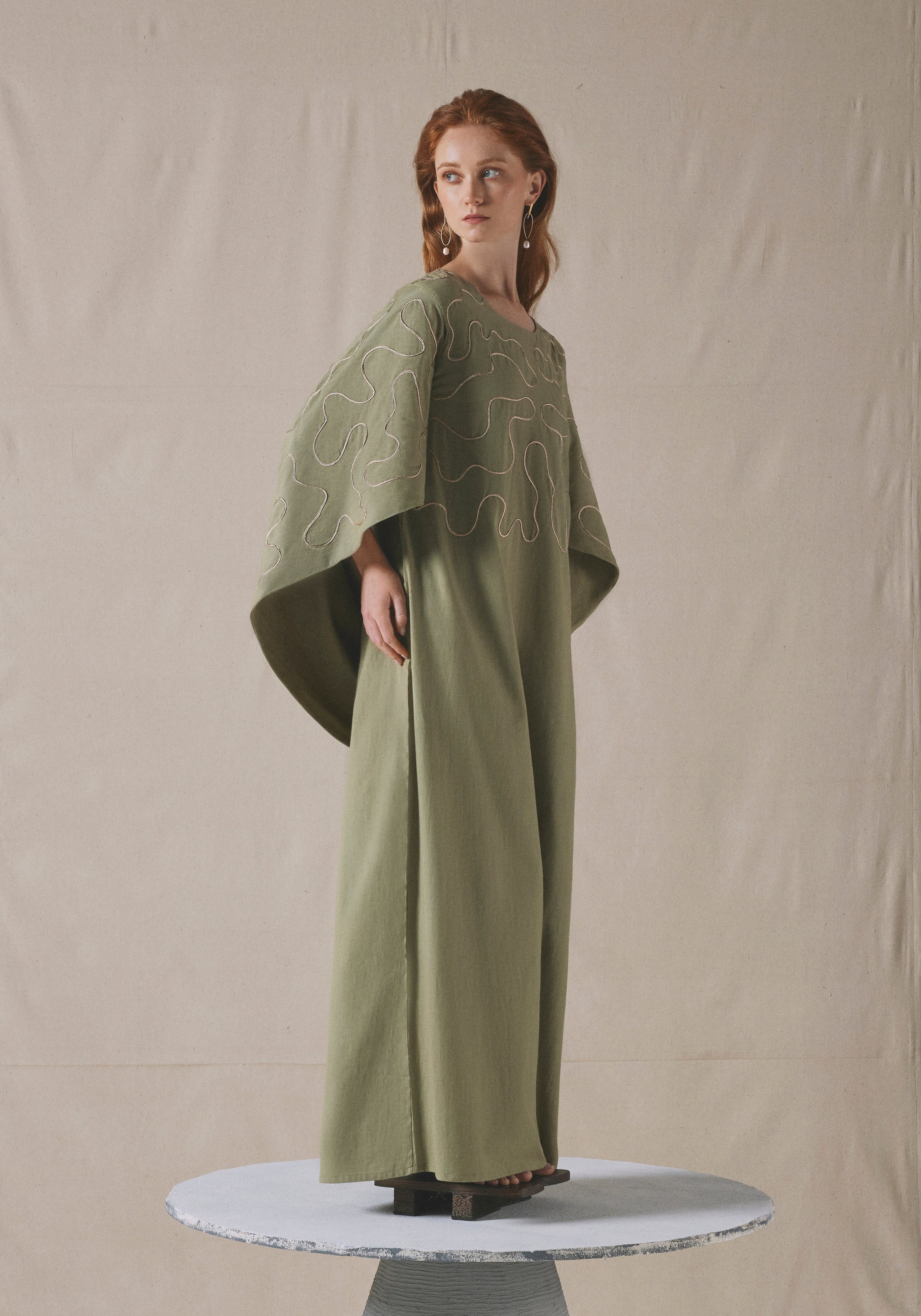 Sage Embroidered Kaftan