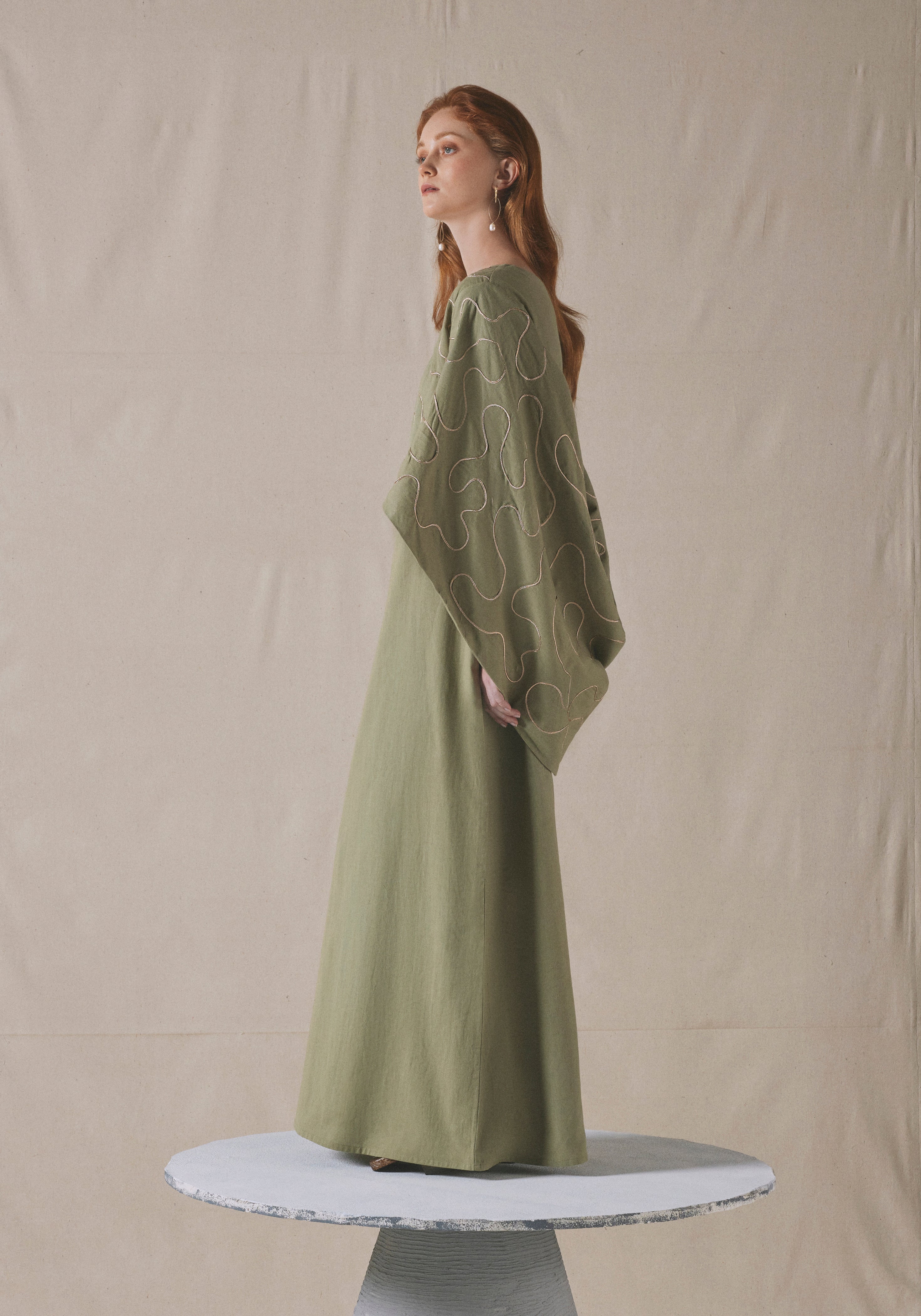 Sage Embroidered Kaftan