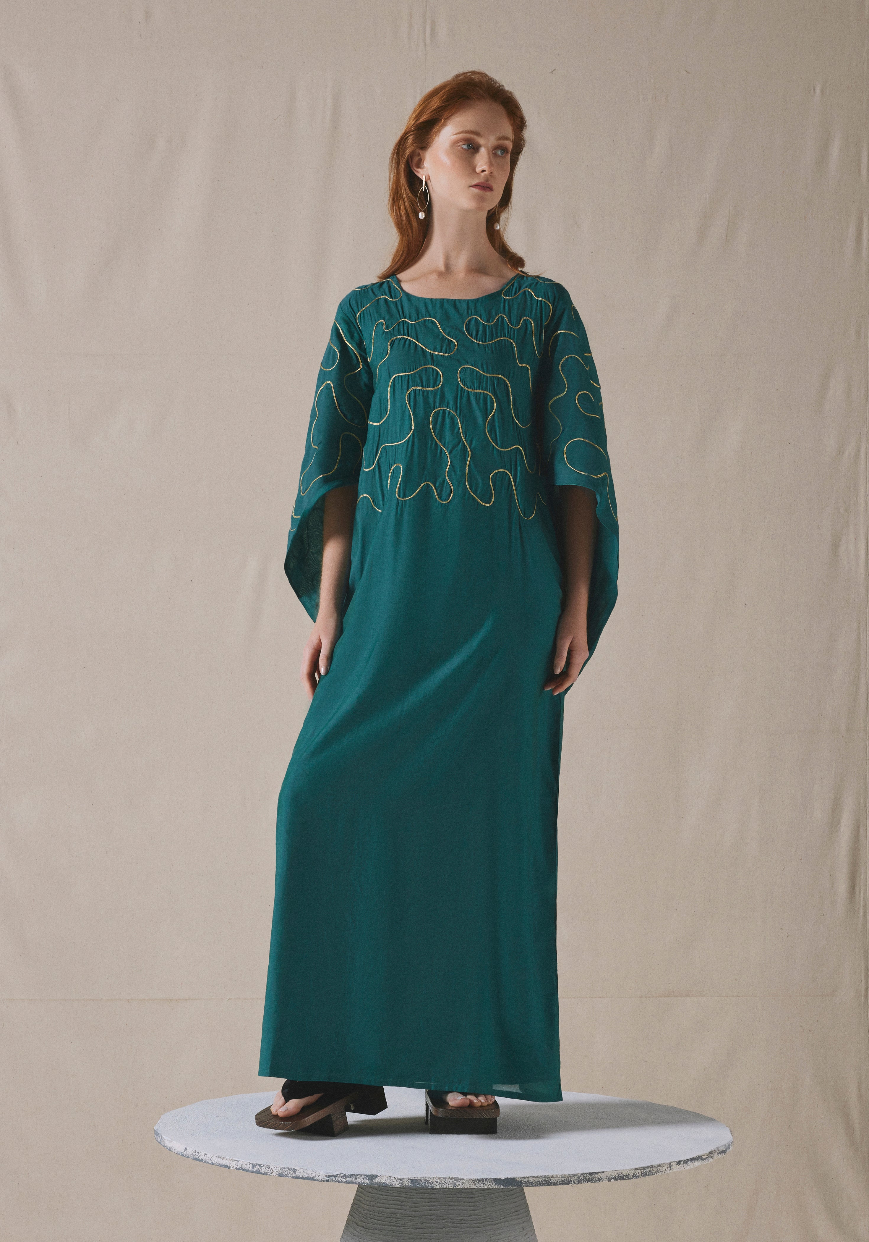 Teal Embroidered Kaftan