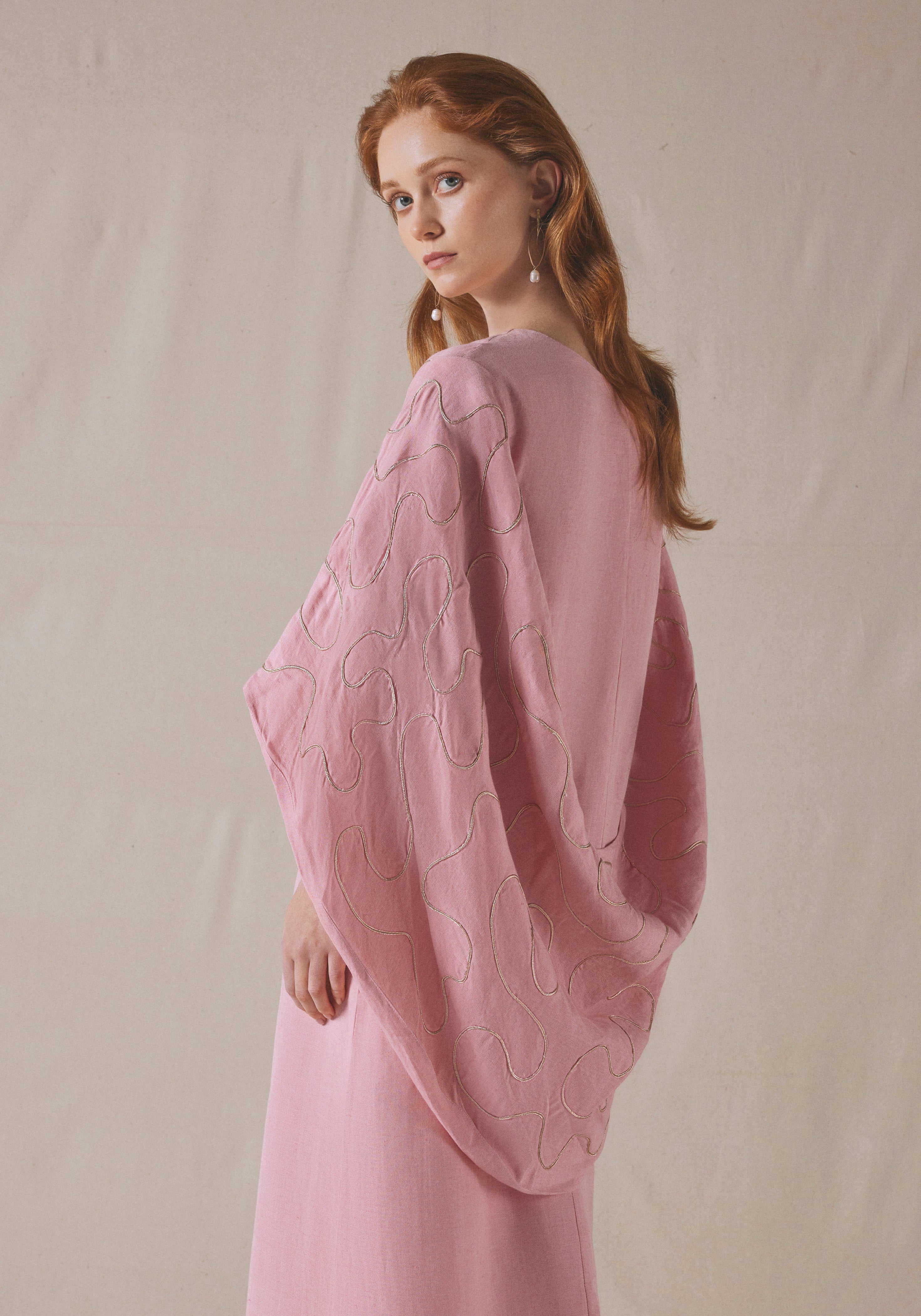 Pink Embroidered Kaftan