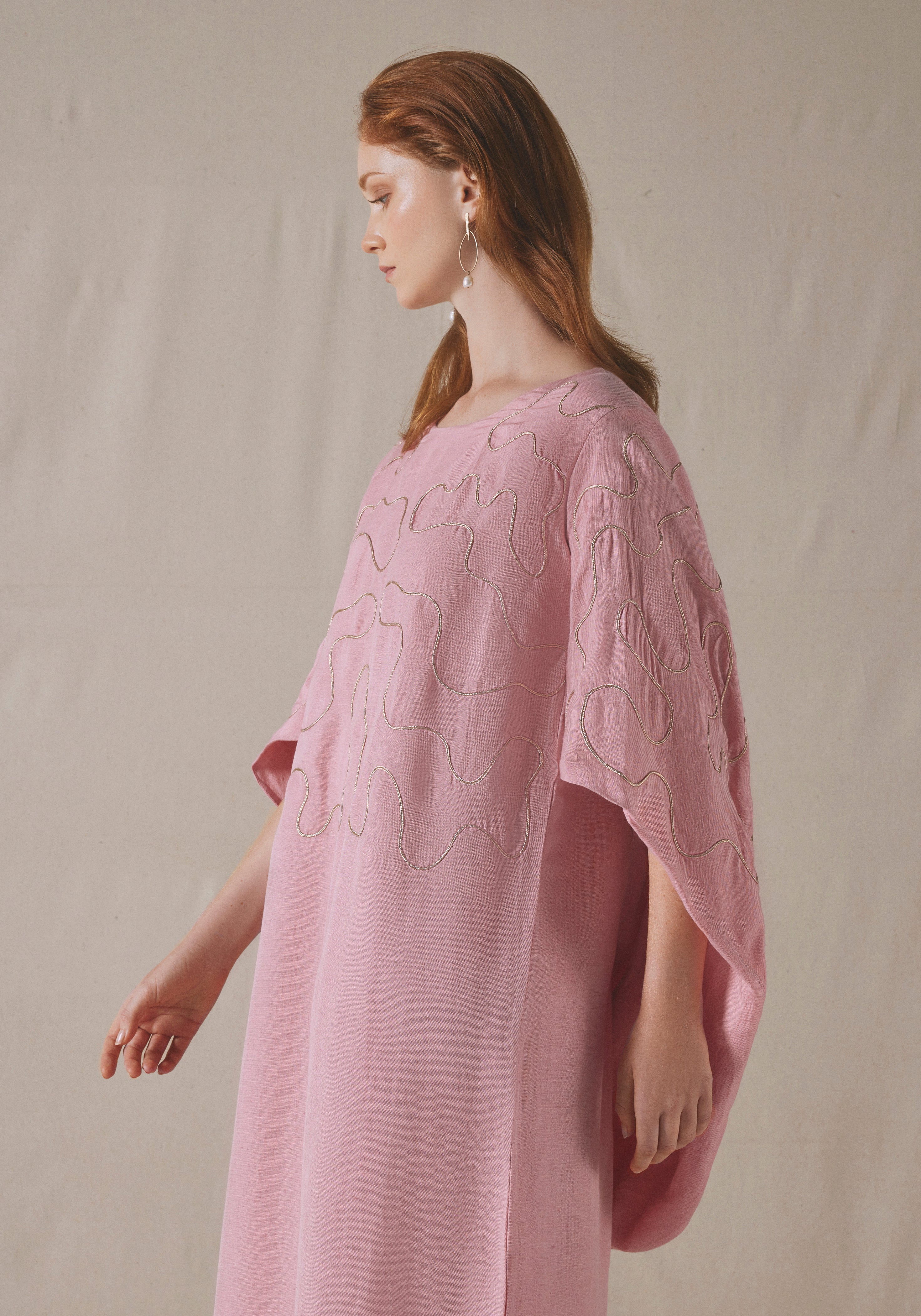 Pink Embroidered Kaftan