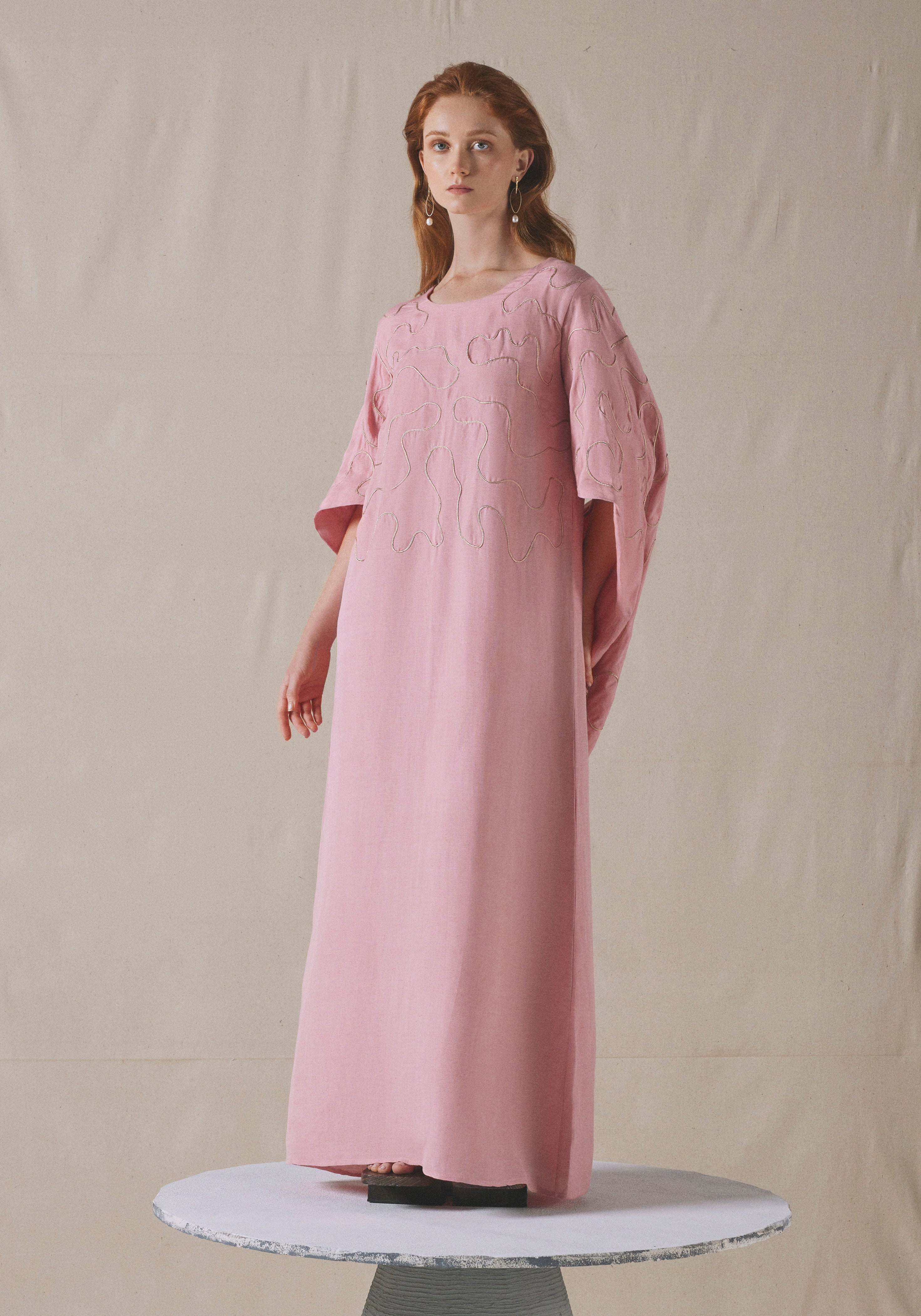 Pink Embroidered Kaftan