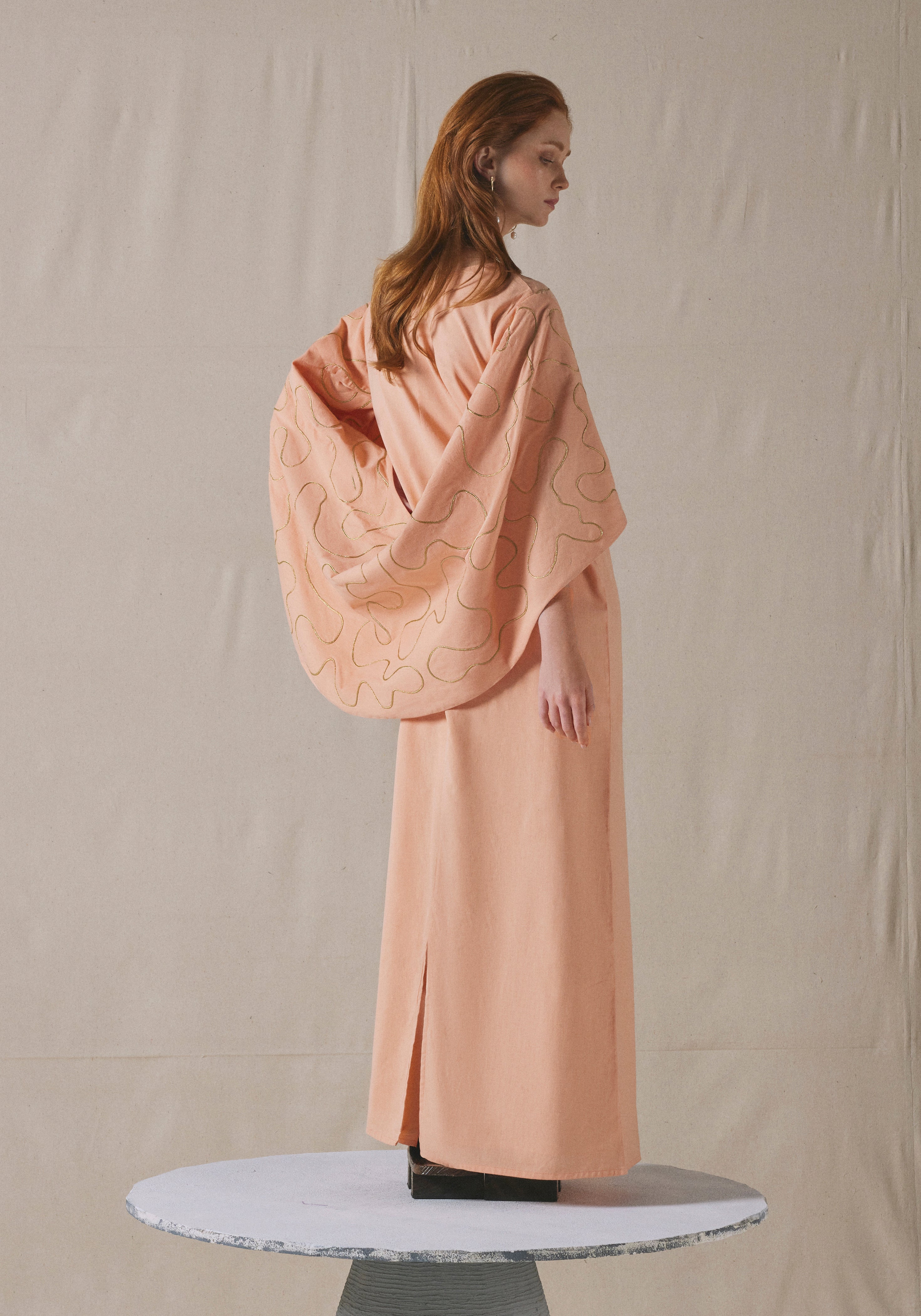 Salmon Embroidered Kaftan