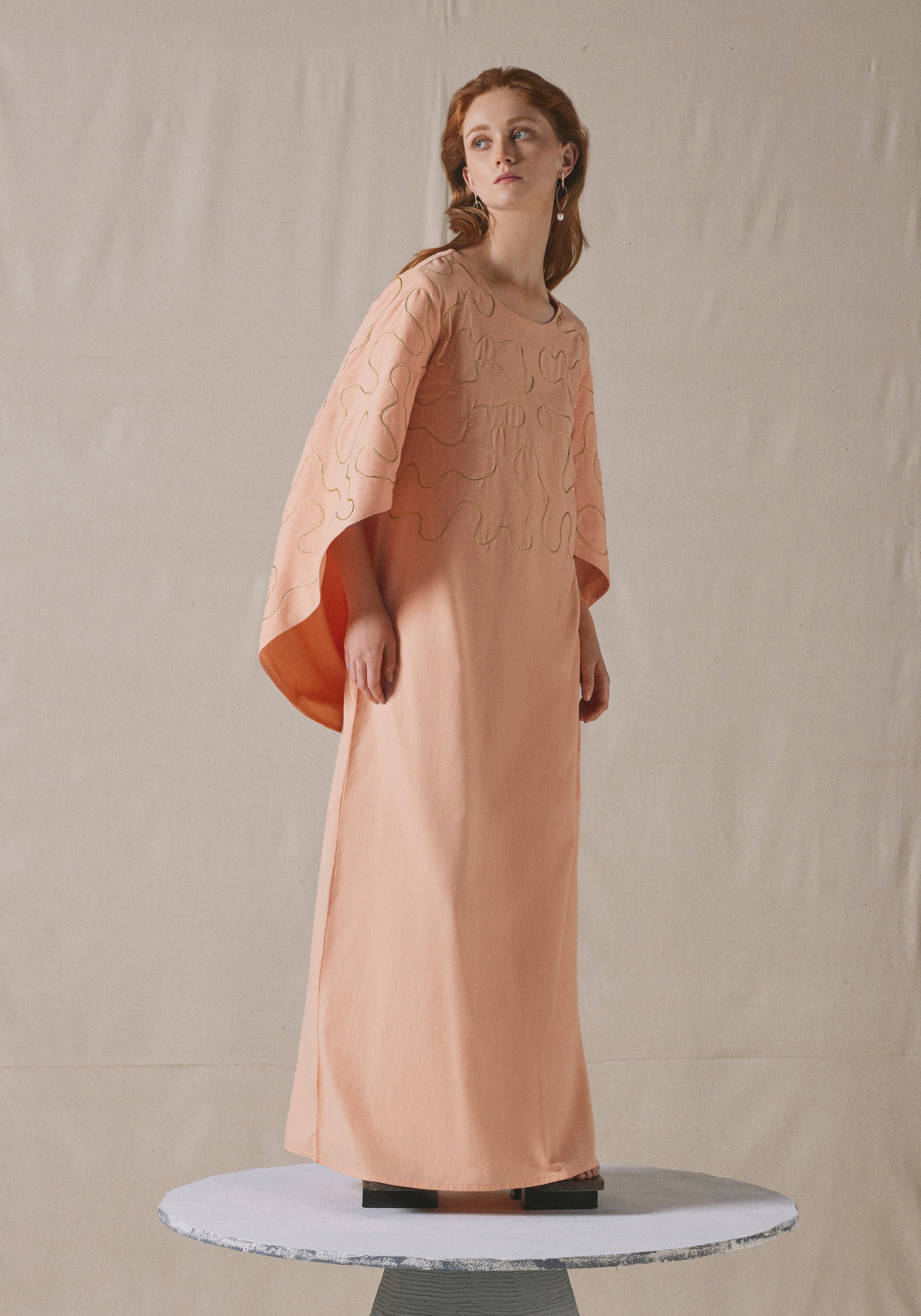 Salmon Embroidered Kaftan