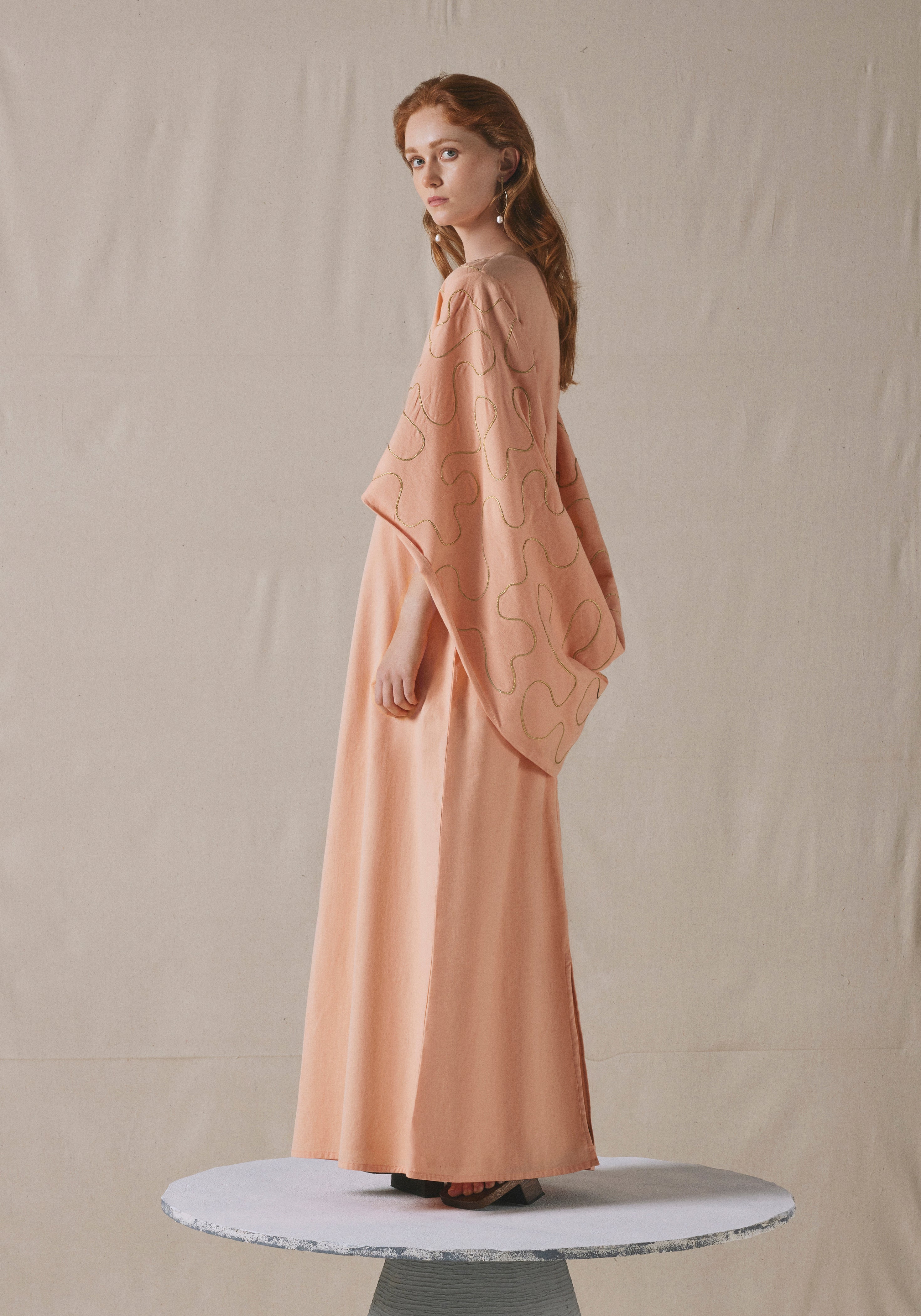 Salmon Embroidered Kaftan