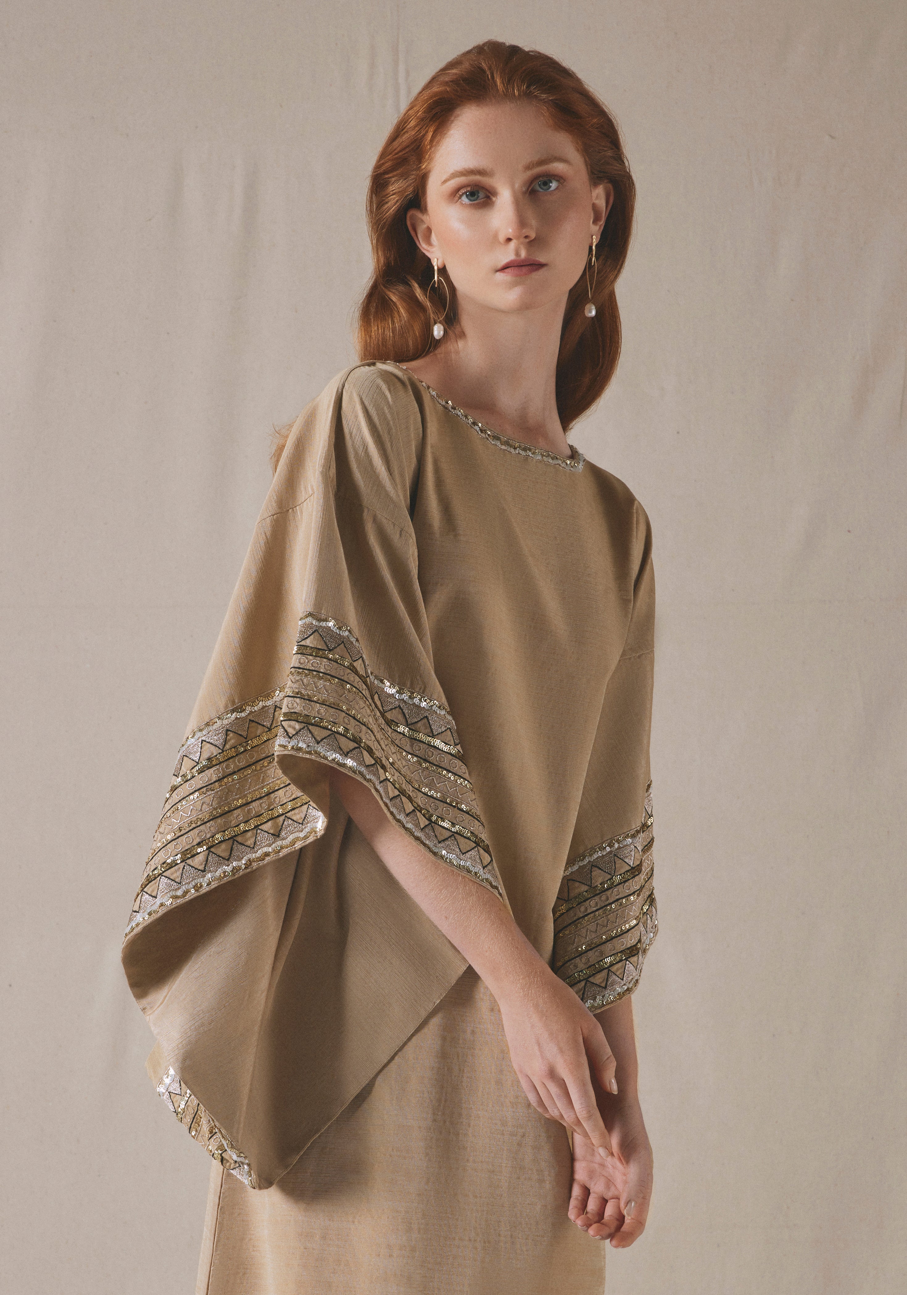 Ecru Embroidered Kaftan