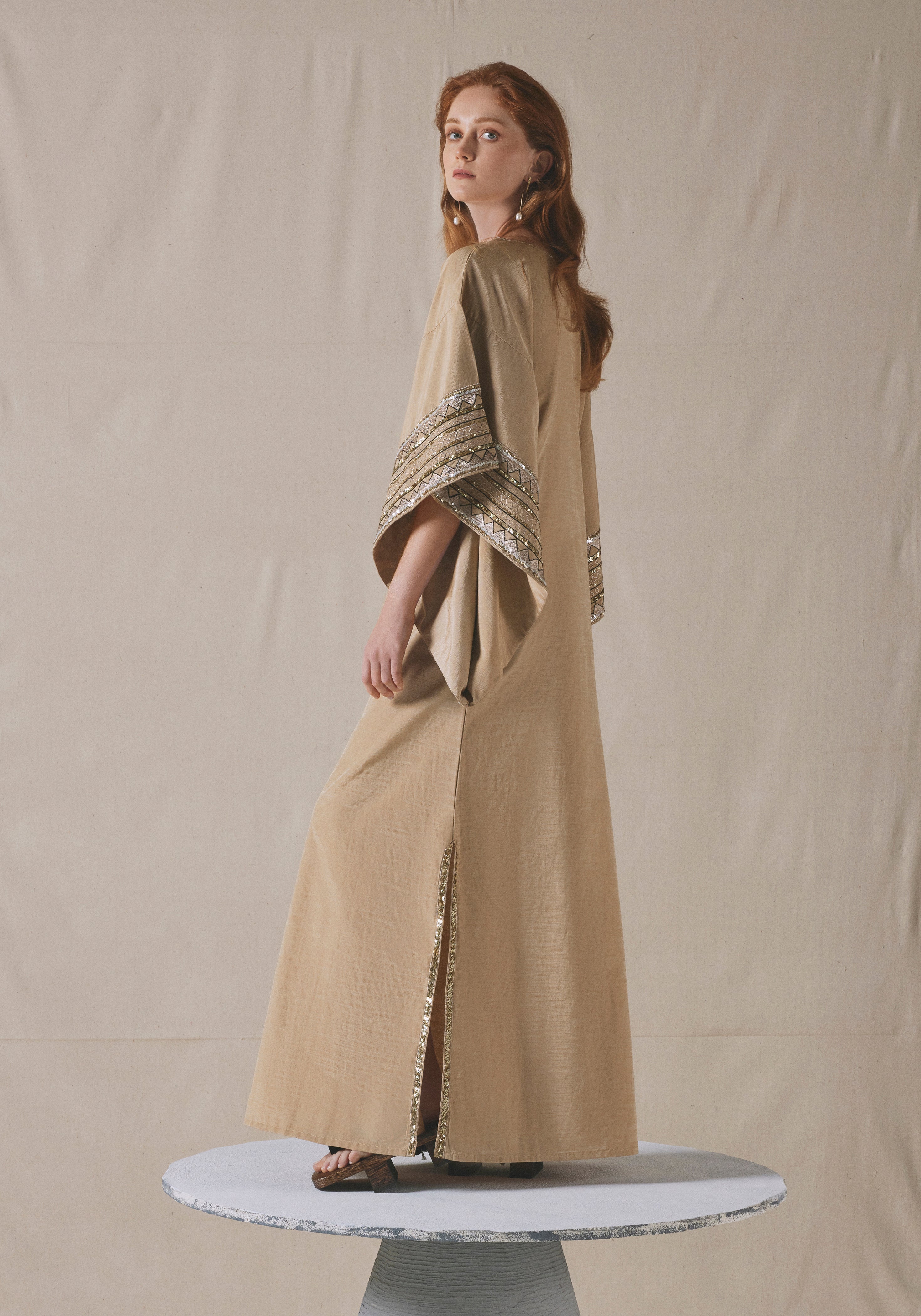 Ecru Embroidered Kaftan