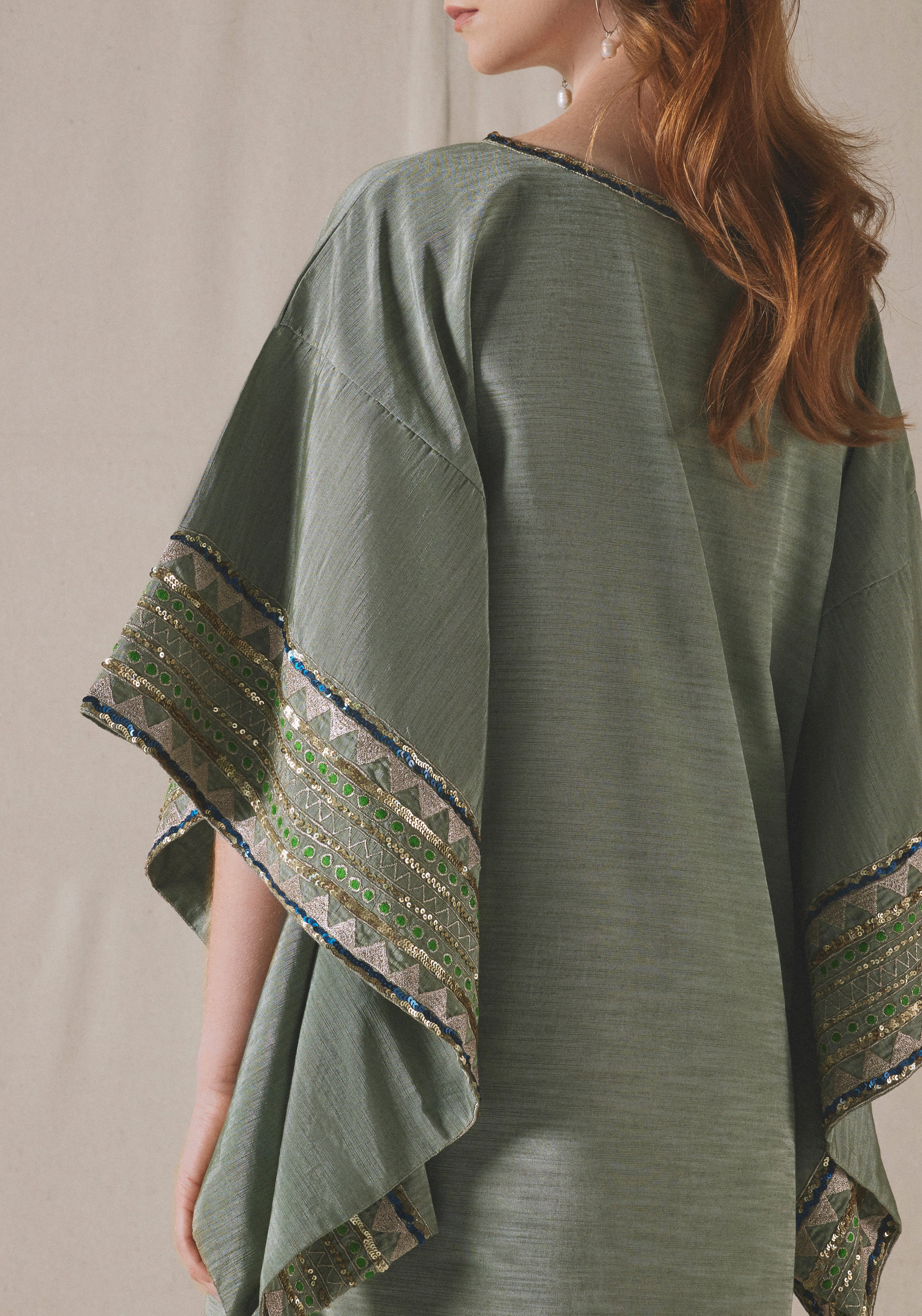 Sage Embroidered Kaftan