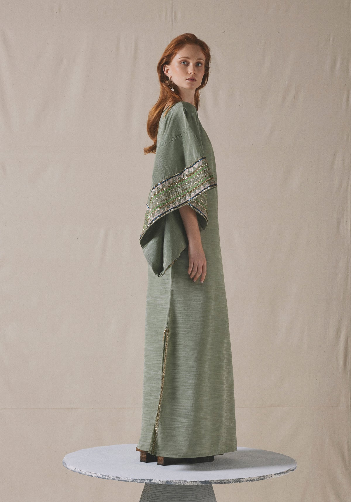 Sage Embroidered Kaftan