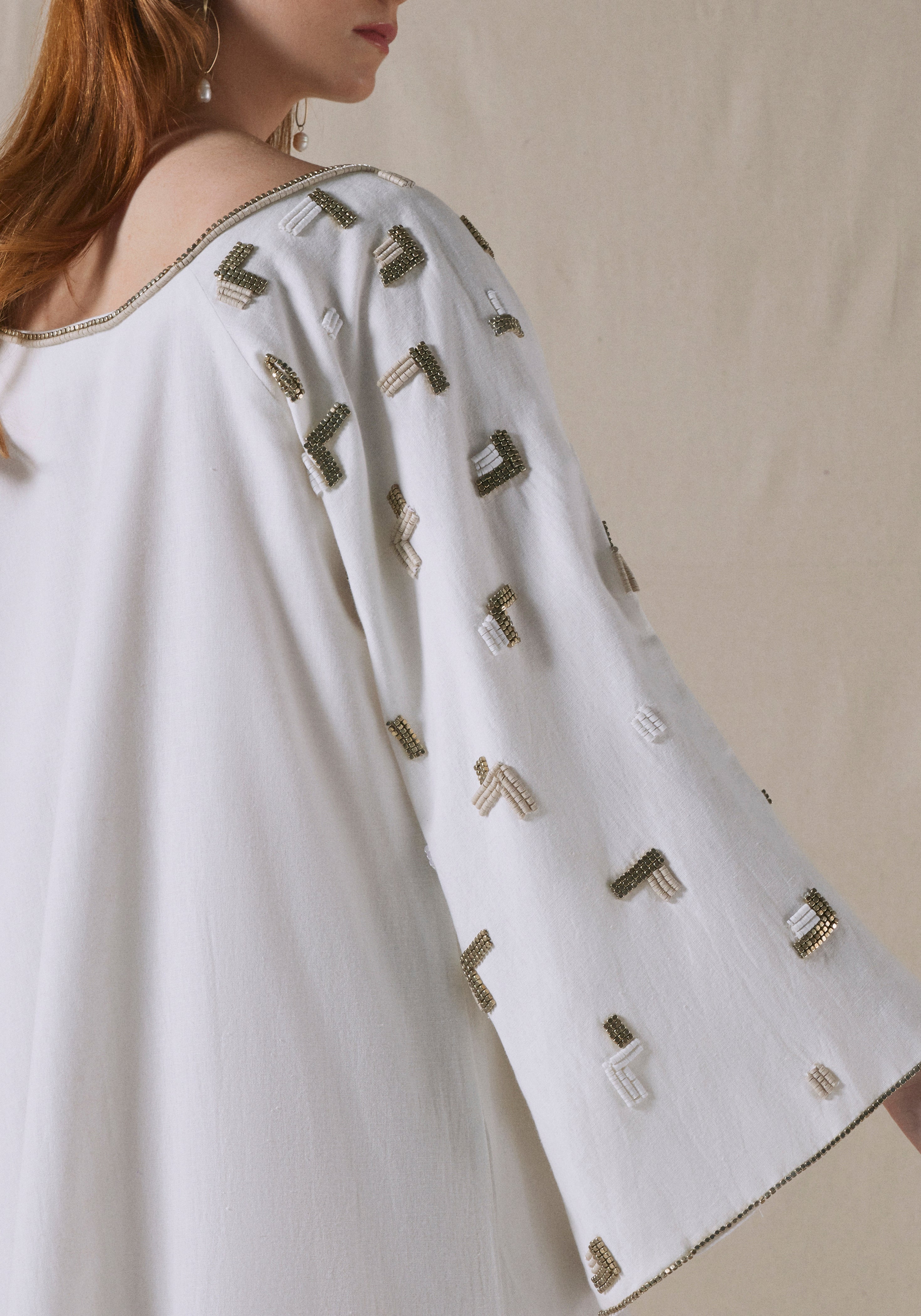 White Embroidered Kaftan