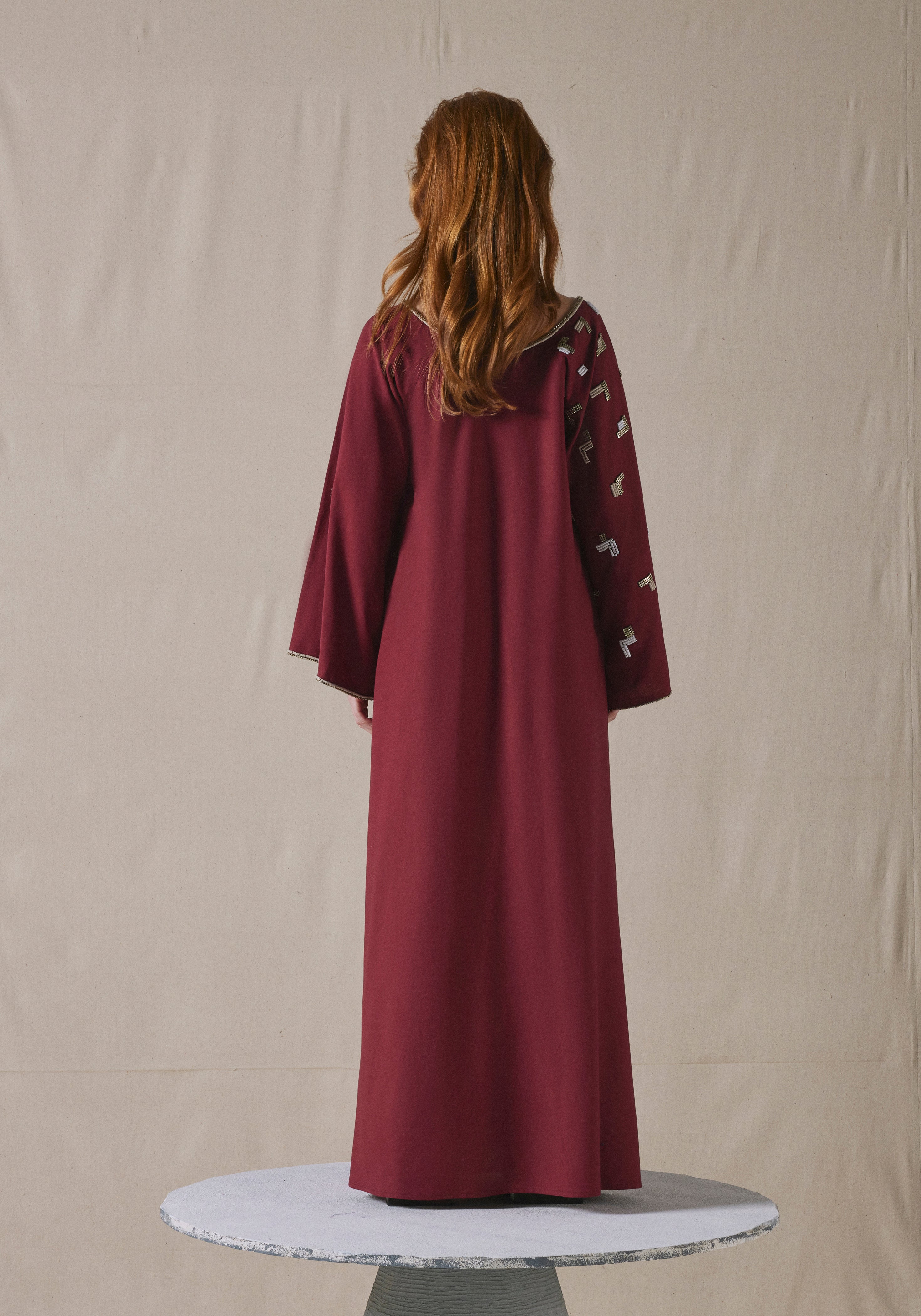 Maroon Embroidered Kaftan