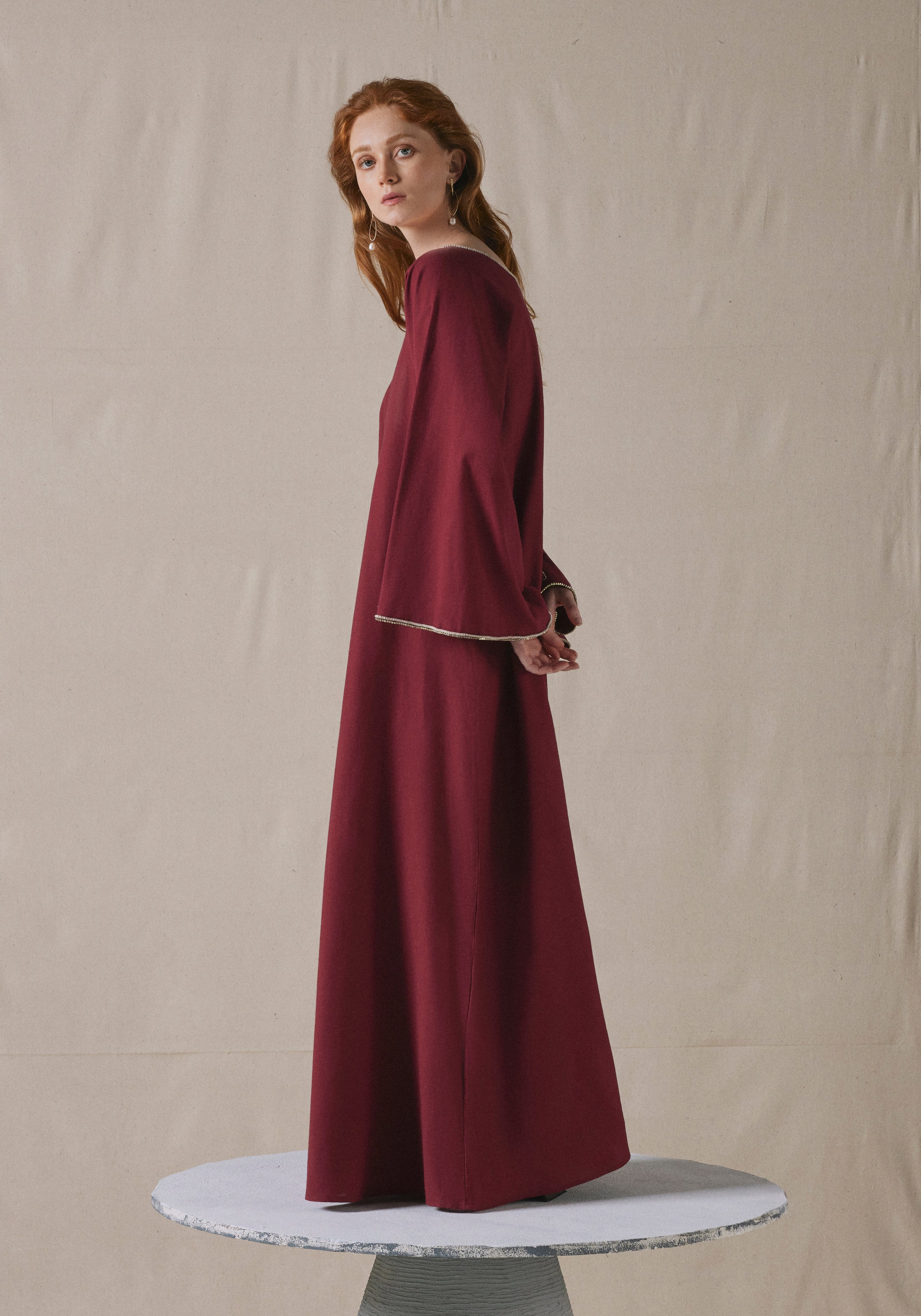 Maroon Embroidered Kaftan