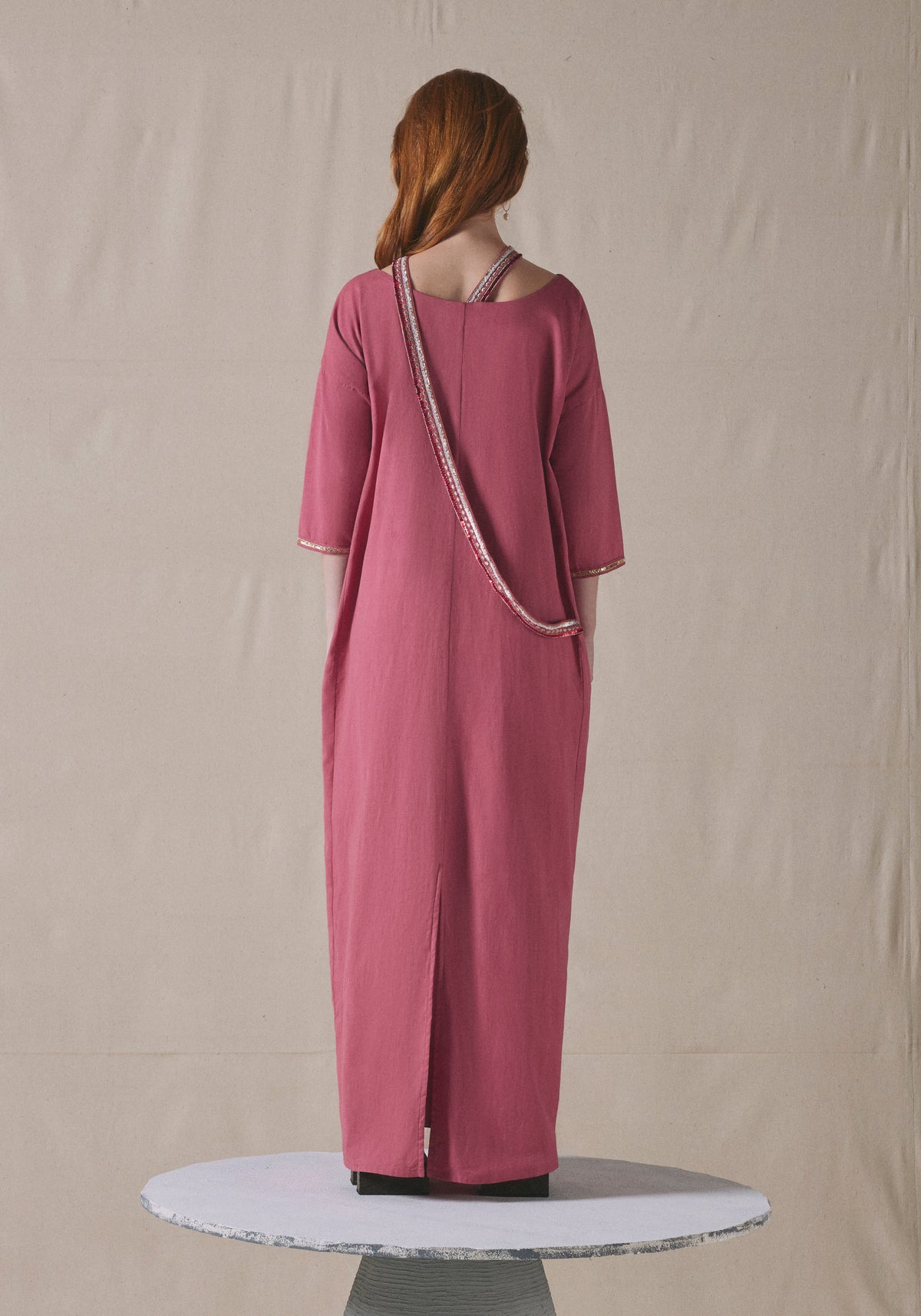 Pink Embroidered Kaftan
