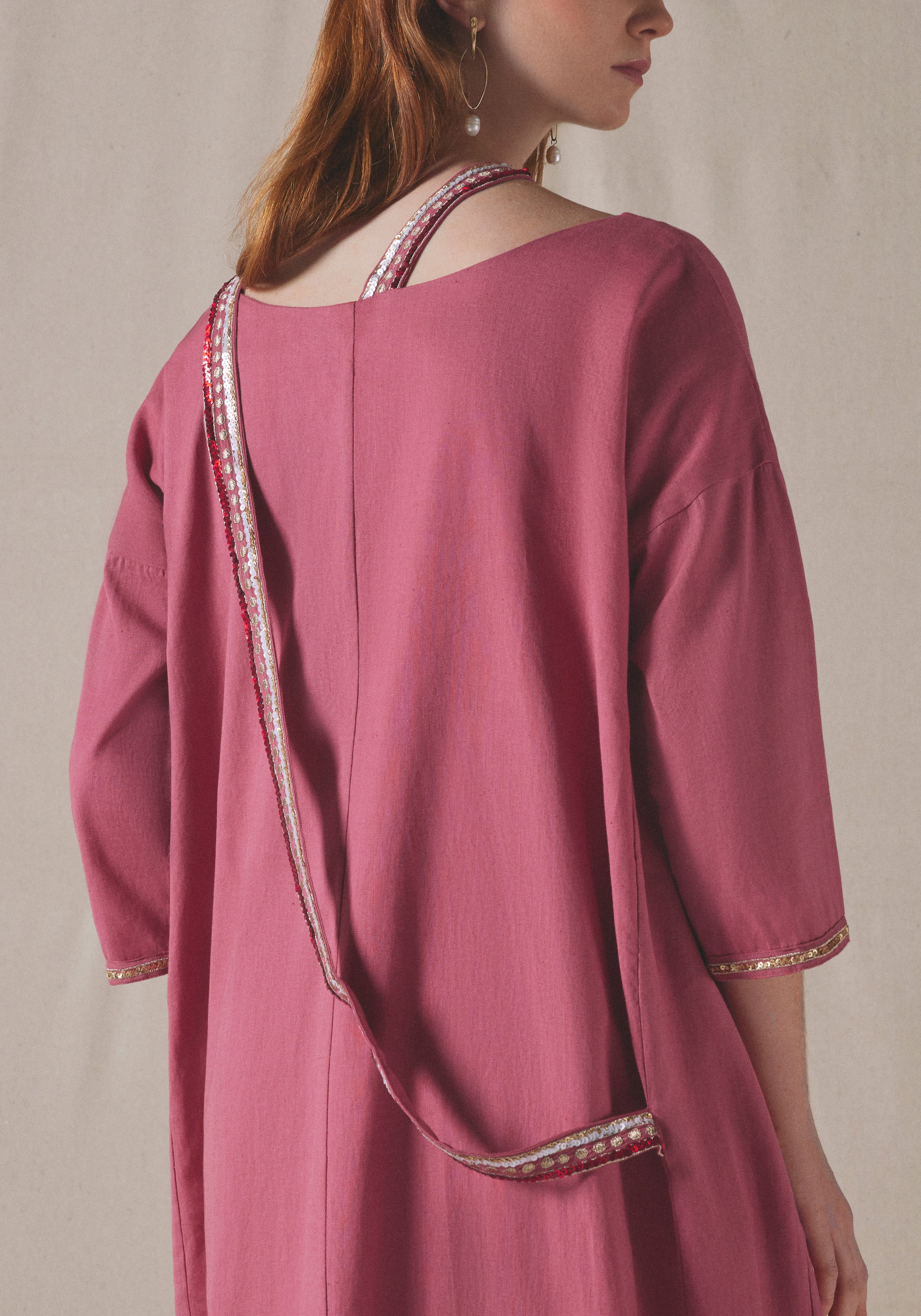 Pink Embroidered Kaftan