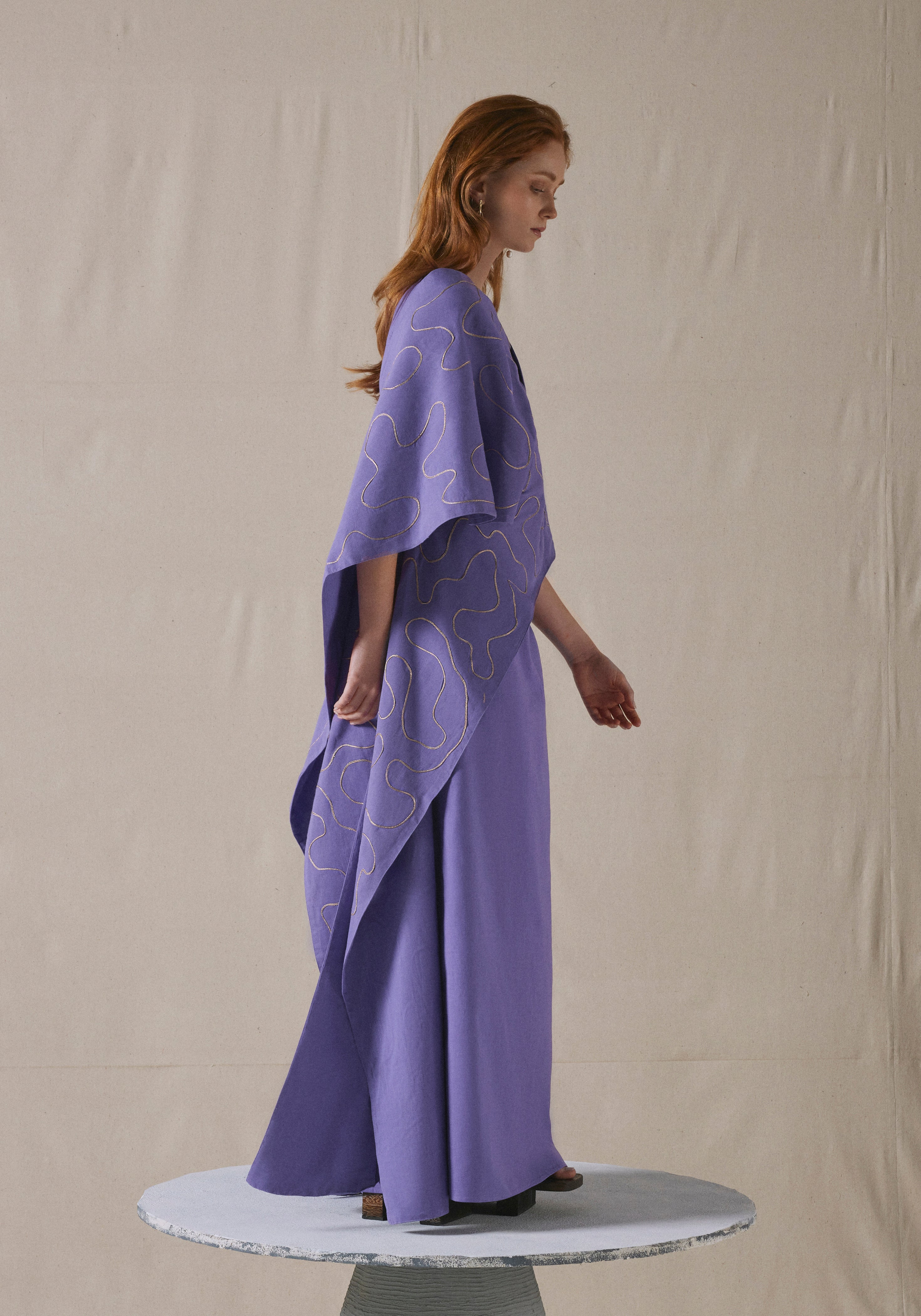 Purple Draped Kaftan