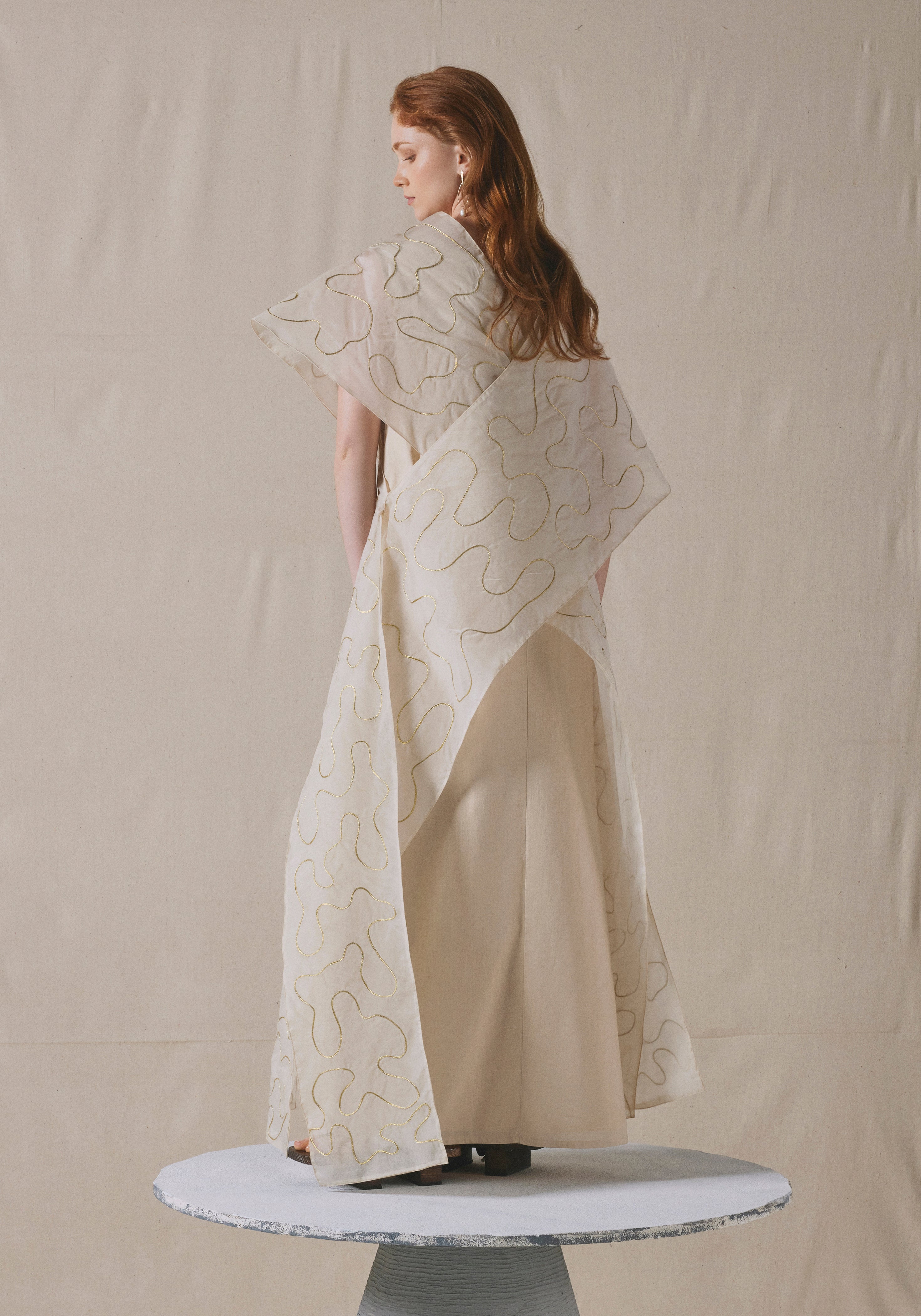 Ivory Draped Kaftan