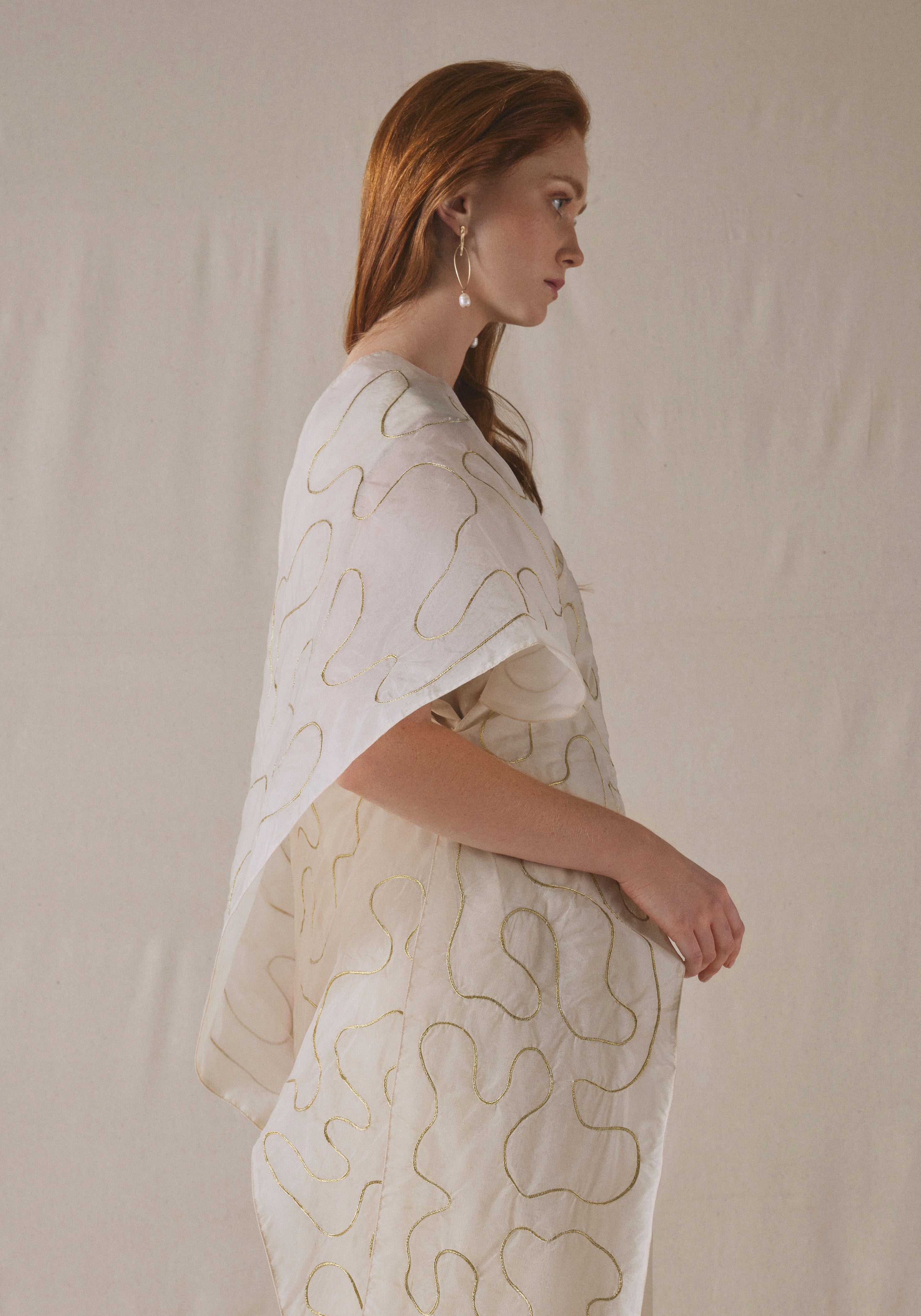 Ivory Draped Kaftan
