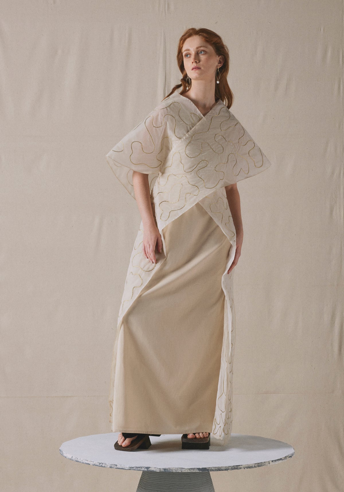 Ivory Draped Kaftan