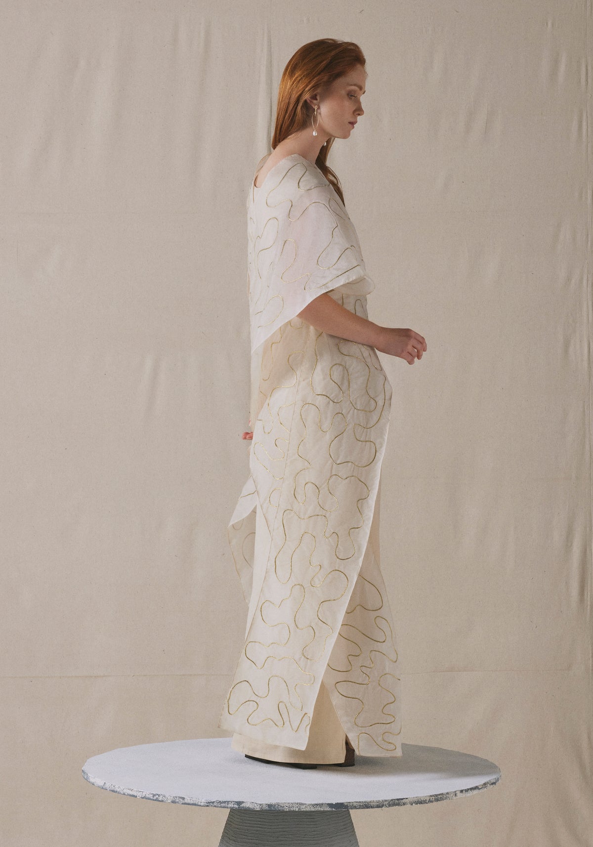 Ivory Draped Kaftan