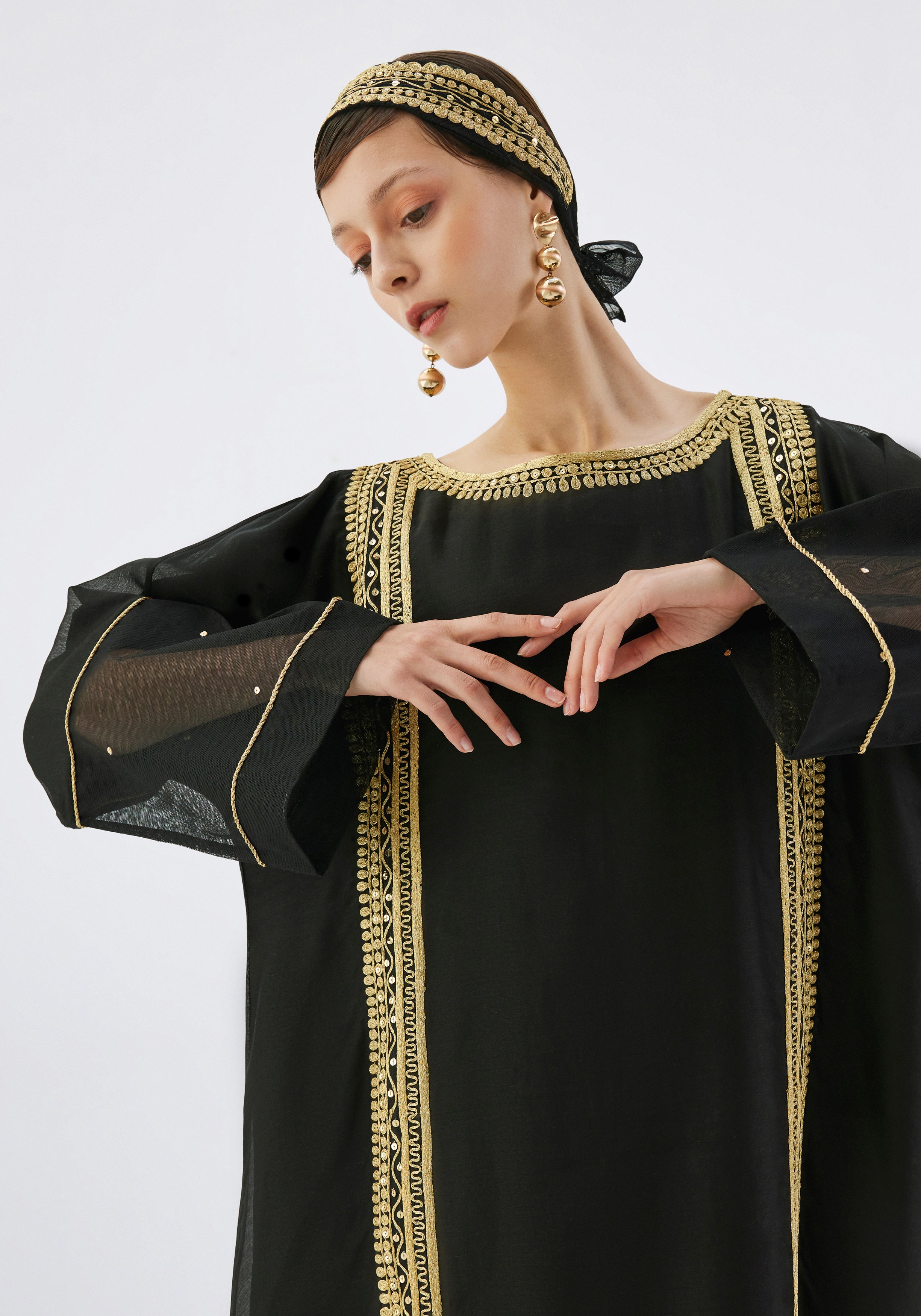 Founding Day Black Silk Kaftan/Headband