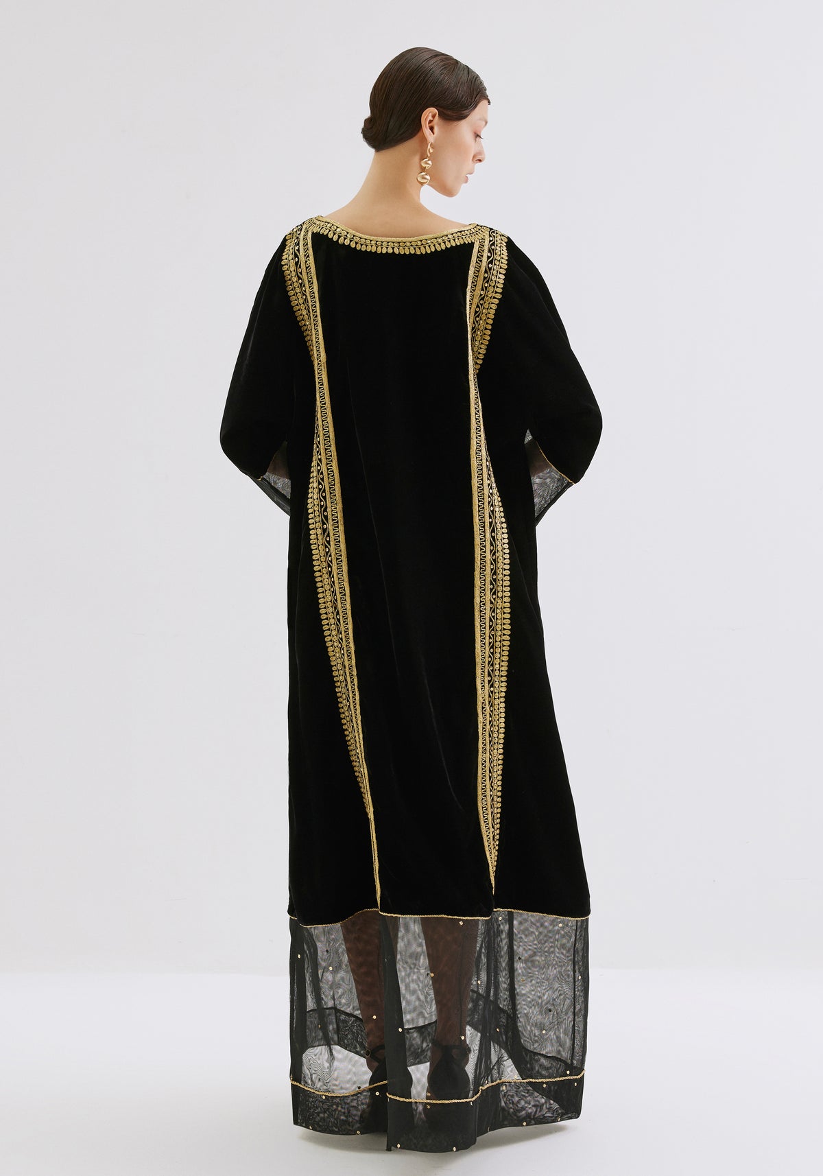 Velvet Kaftan with gold traditional embroidery