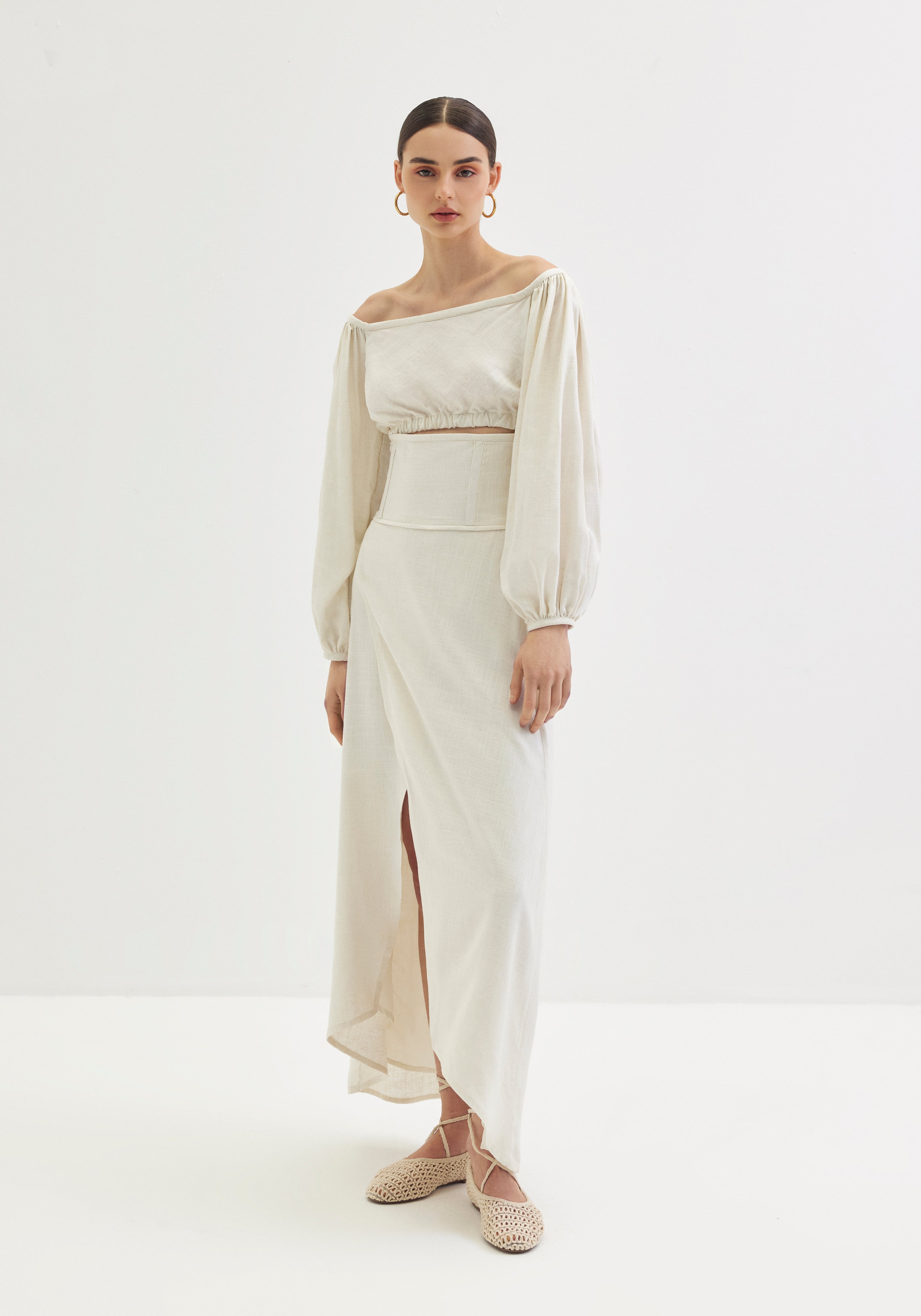 Cropped linen top