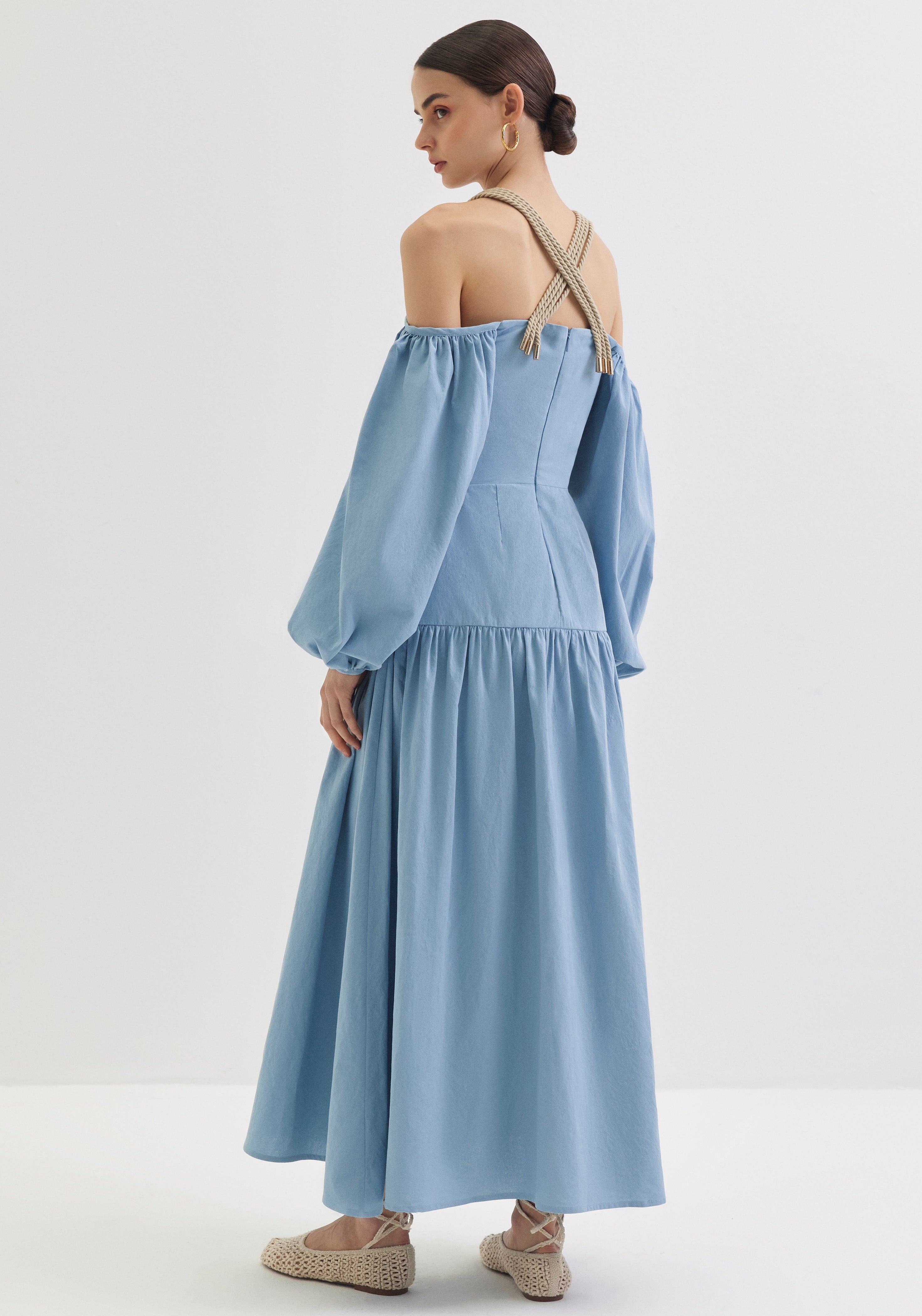 Off shoulder Dress in Sky Blue