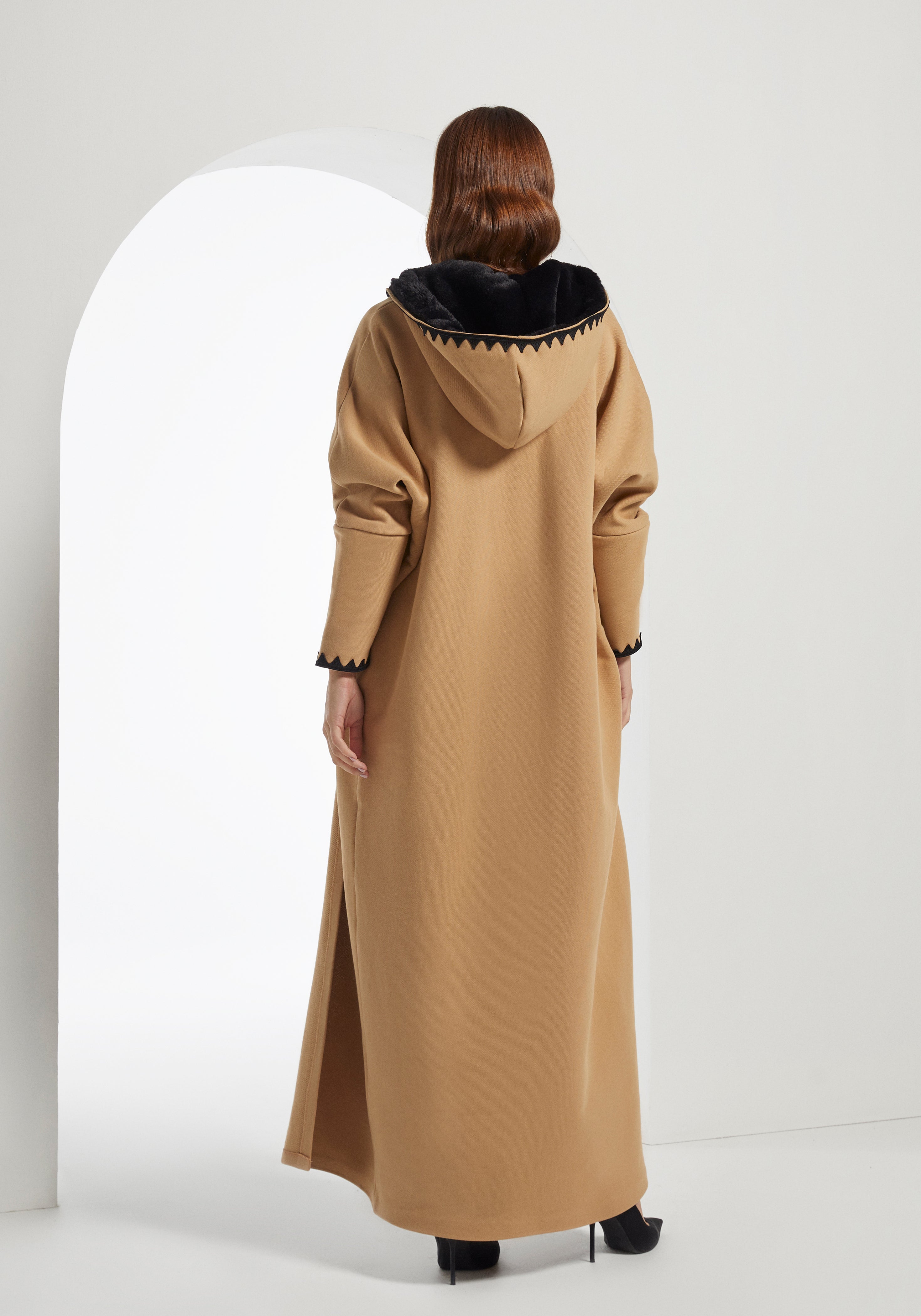 Nude Hooded Farwa Coat