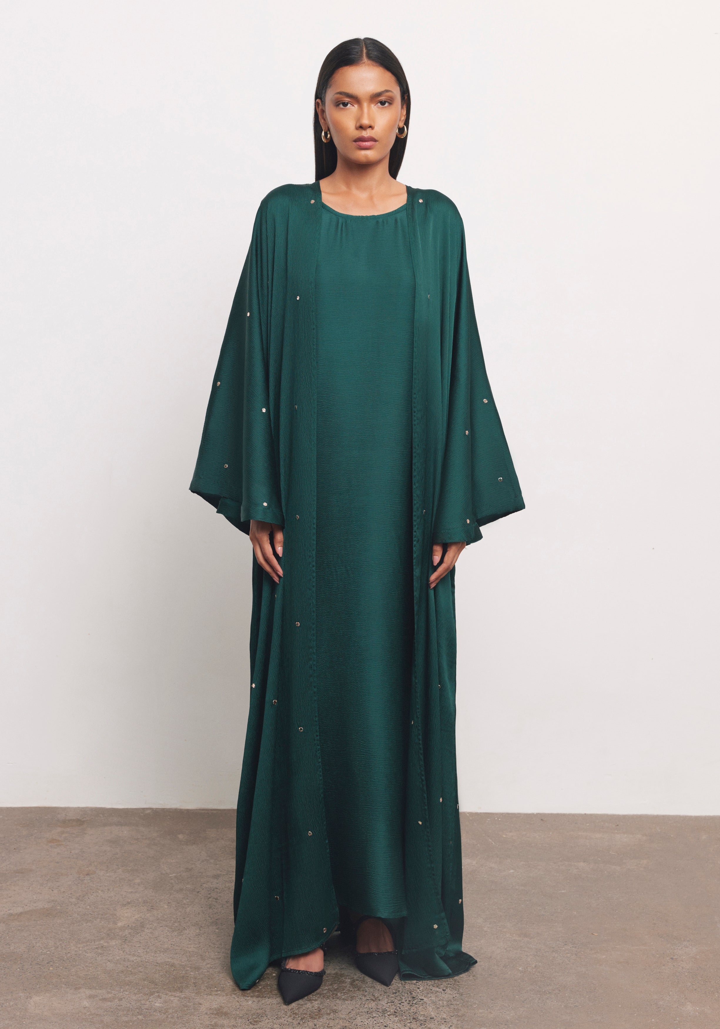 Teal Abaya & Shayla in Dot Style