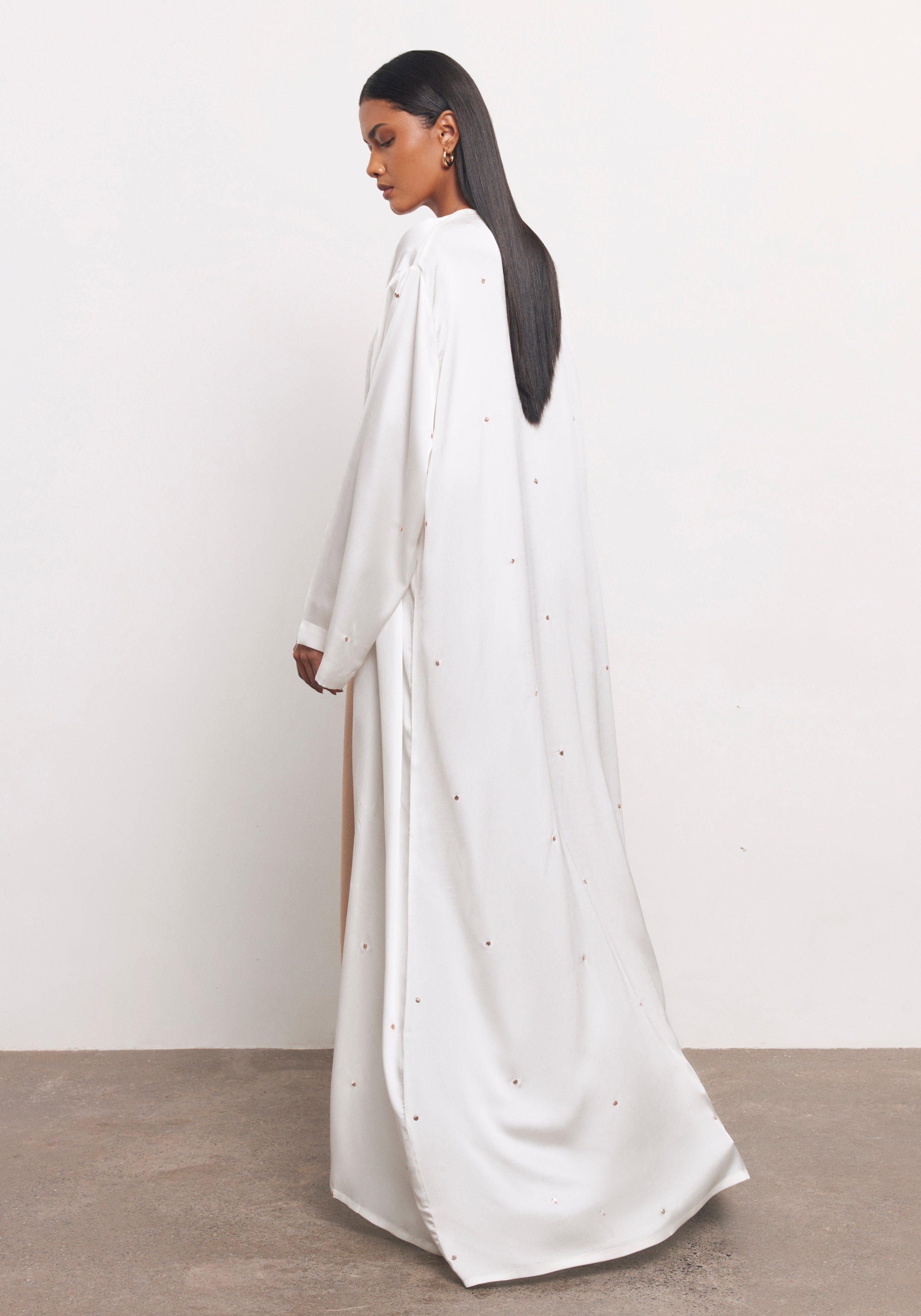 Ivory Abaya & Shayla in Dot Style