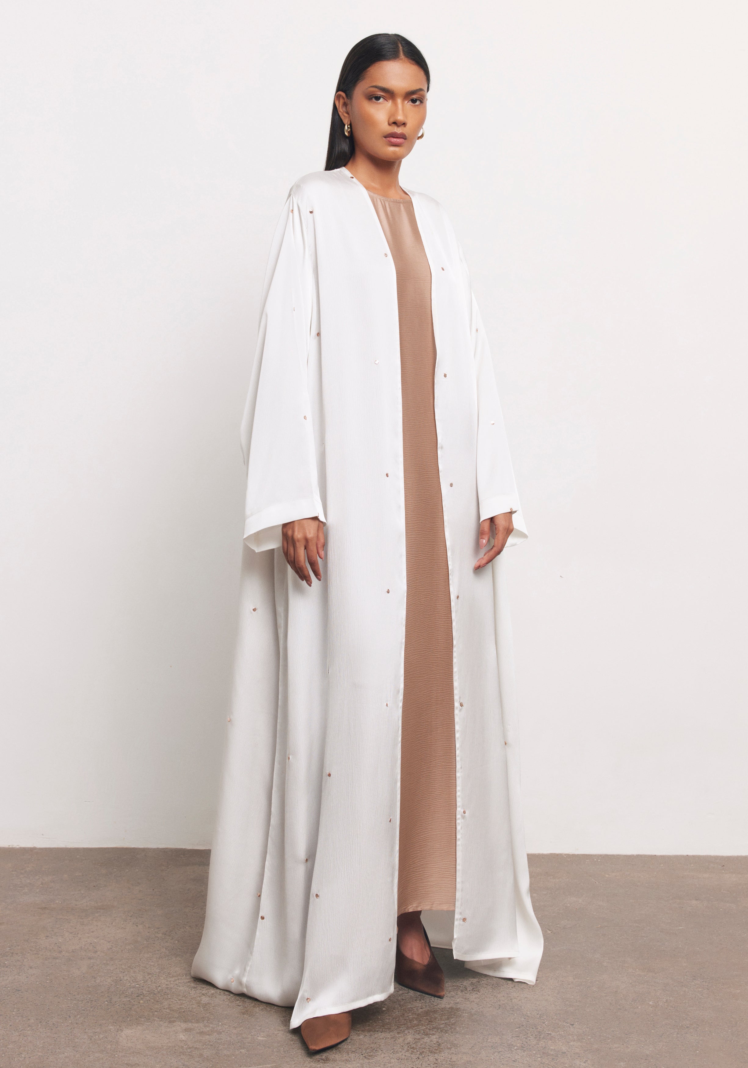 Ivory Abaya & Shayla in Dot Style
