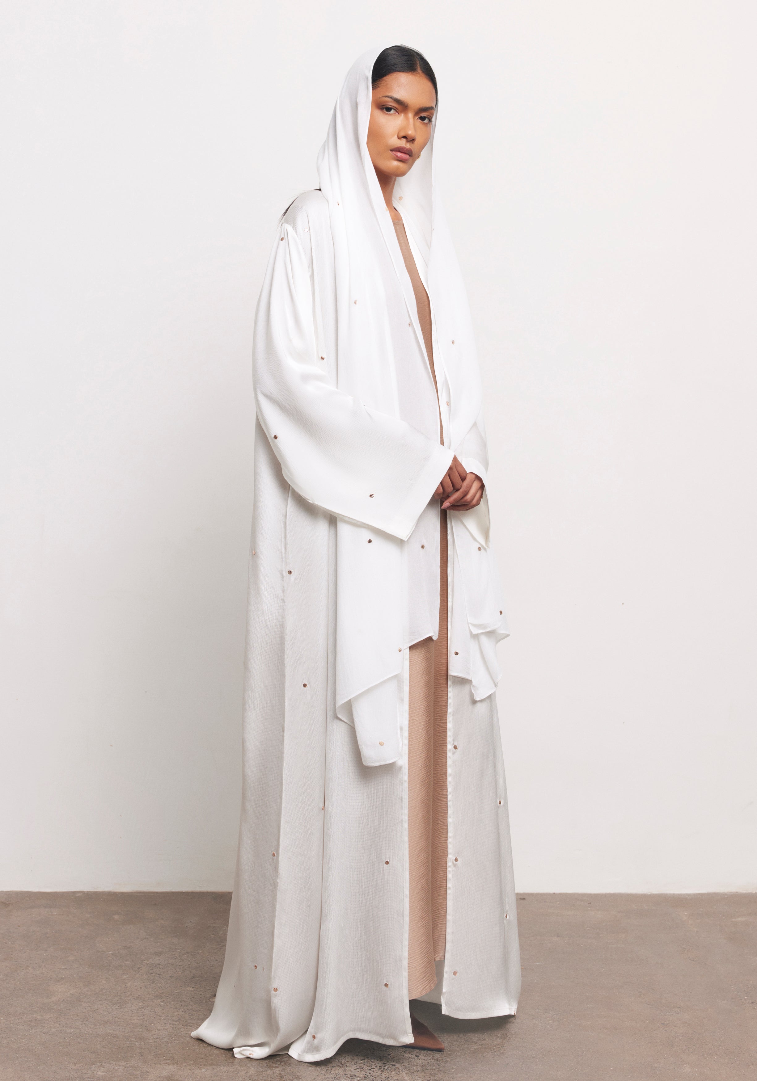 Ivory Abaya & Shayla in Dot Style