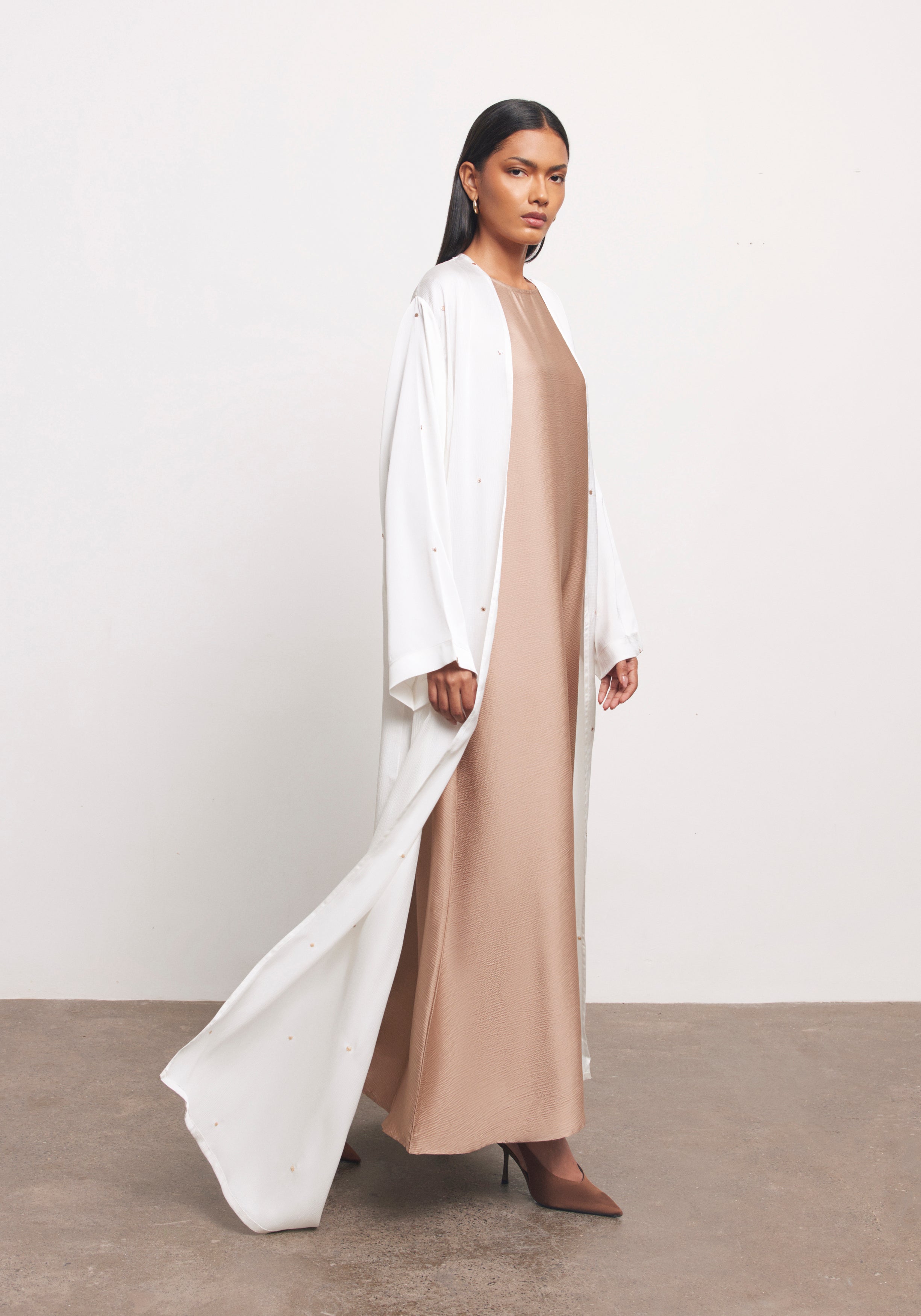Ivory Abaya & Shayla in Dot Style