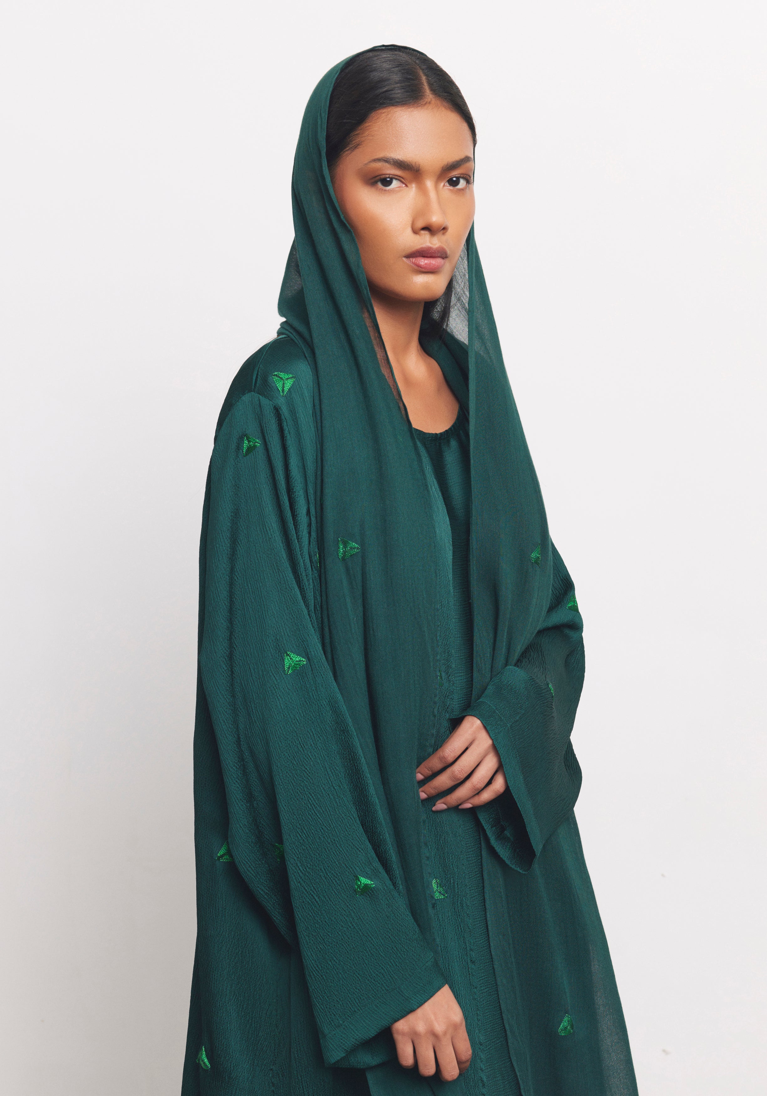 Teal Abaya & Shayla in Triangle Style