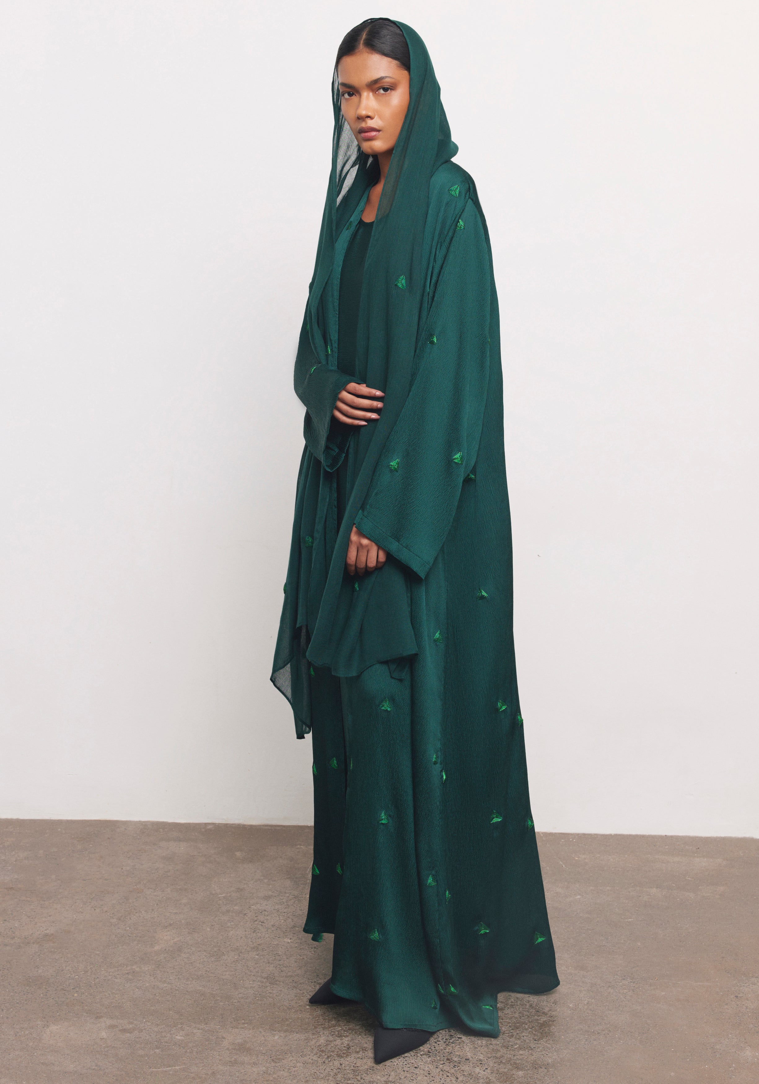 Teal Abaya & Shayla in Triangle Style