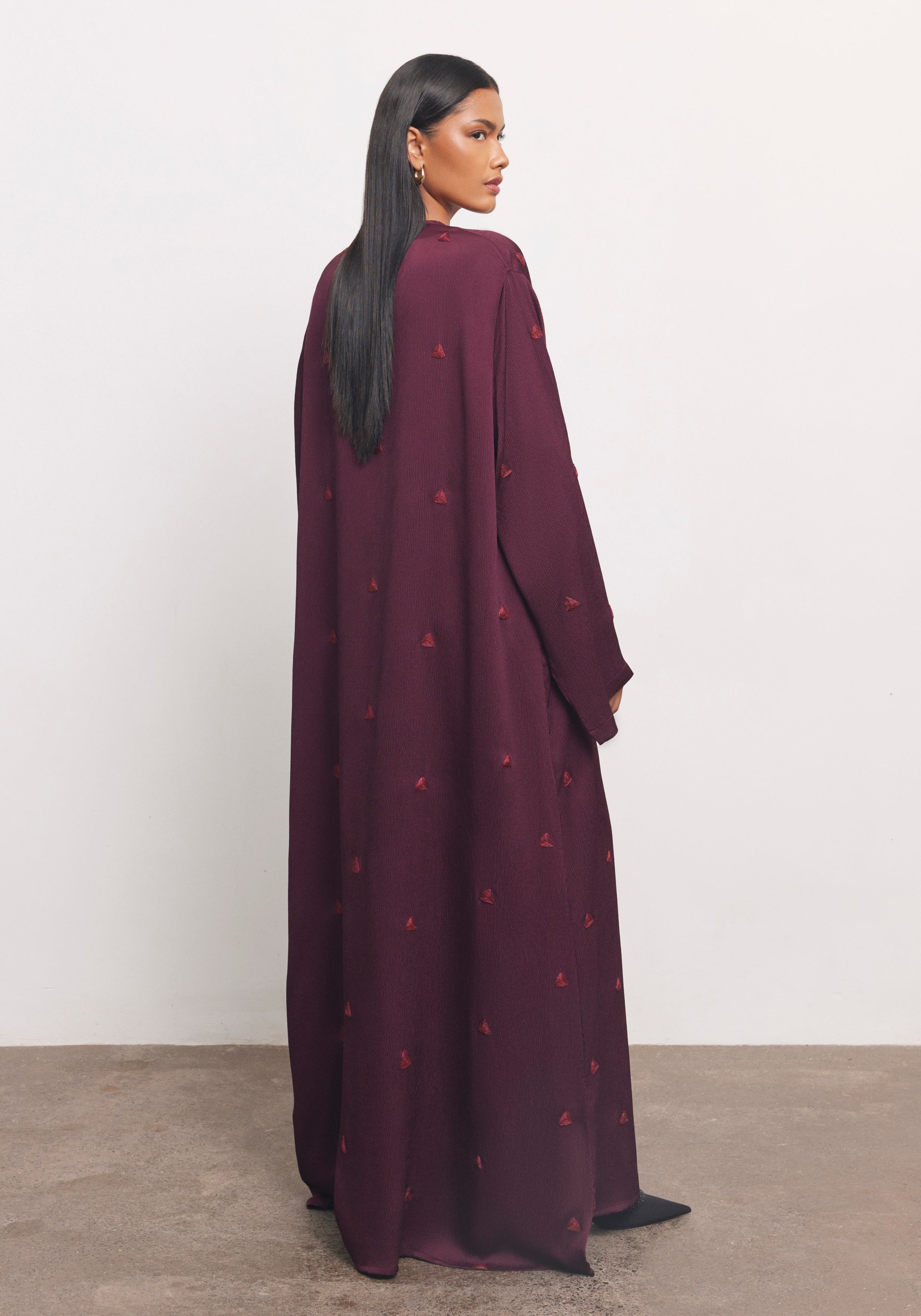 Maroon Abaya & Shayla in Triangle Style