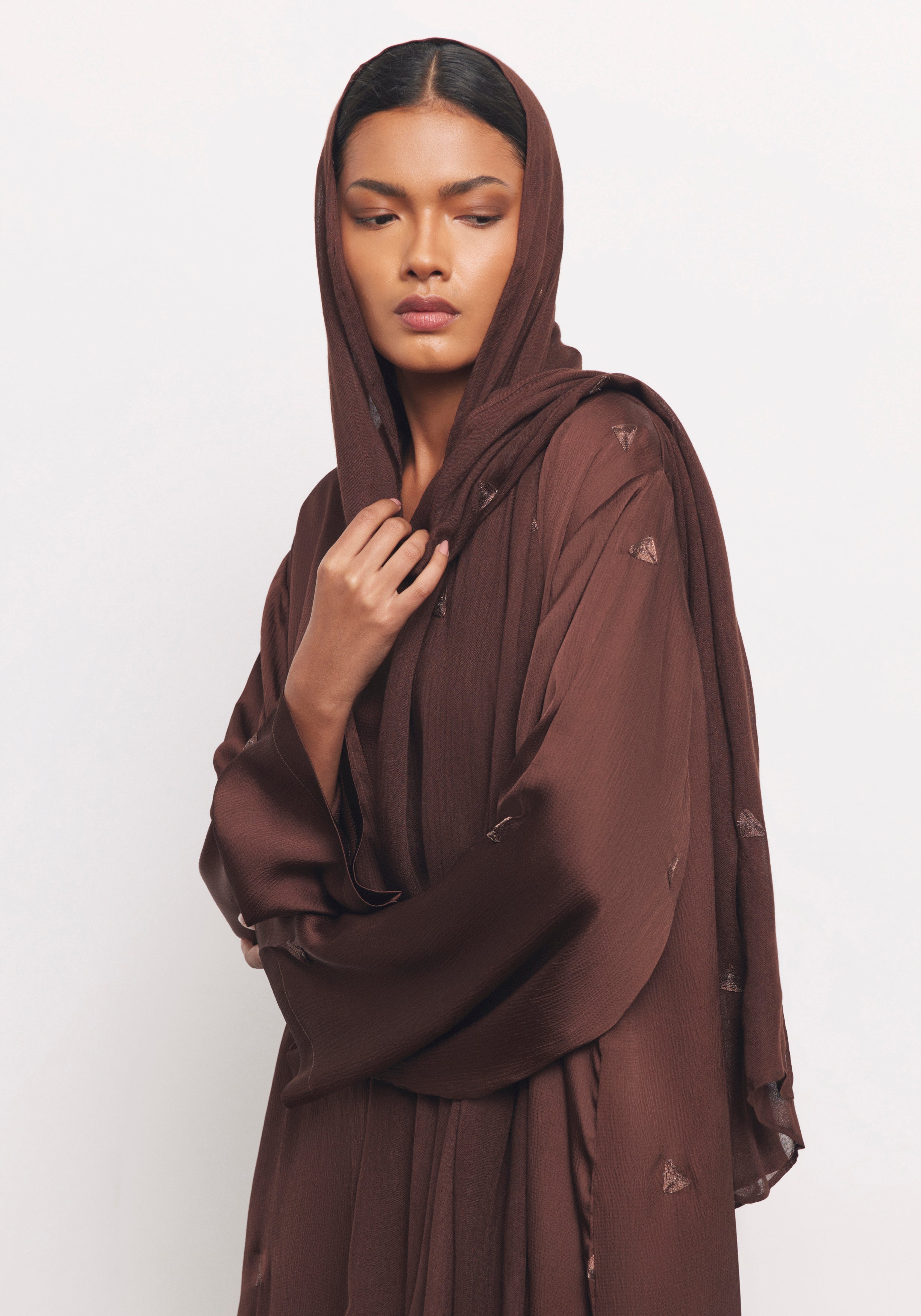 Brown Abaya & Shayla in Triangle Style