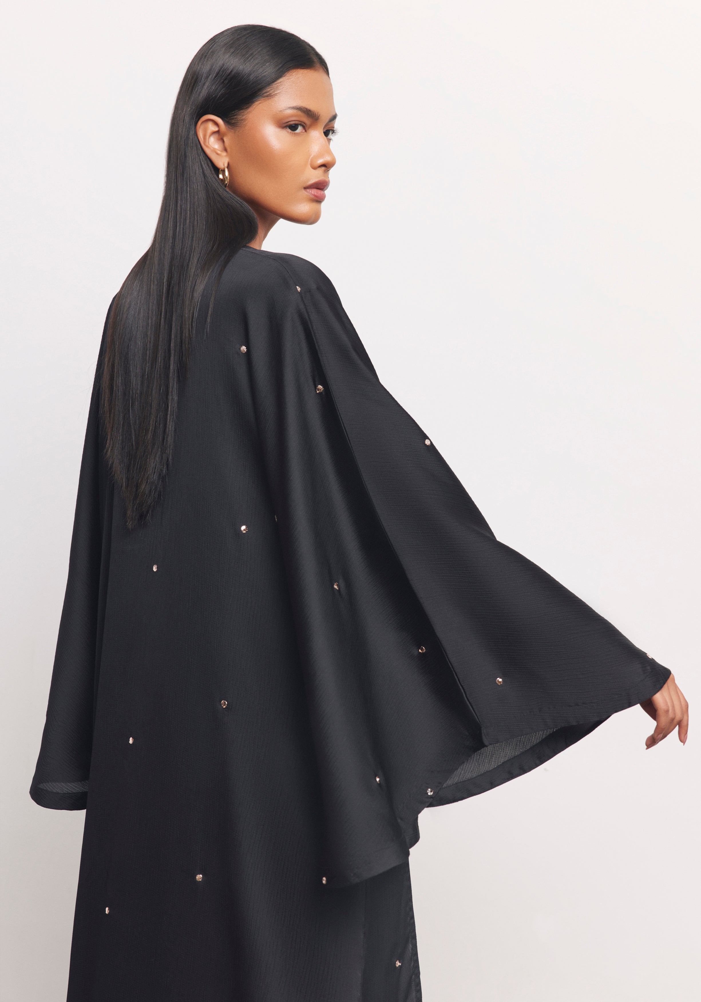 Black Abaya & Shayla in Dot Style